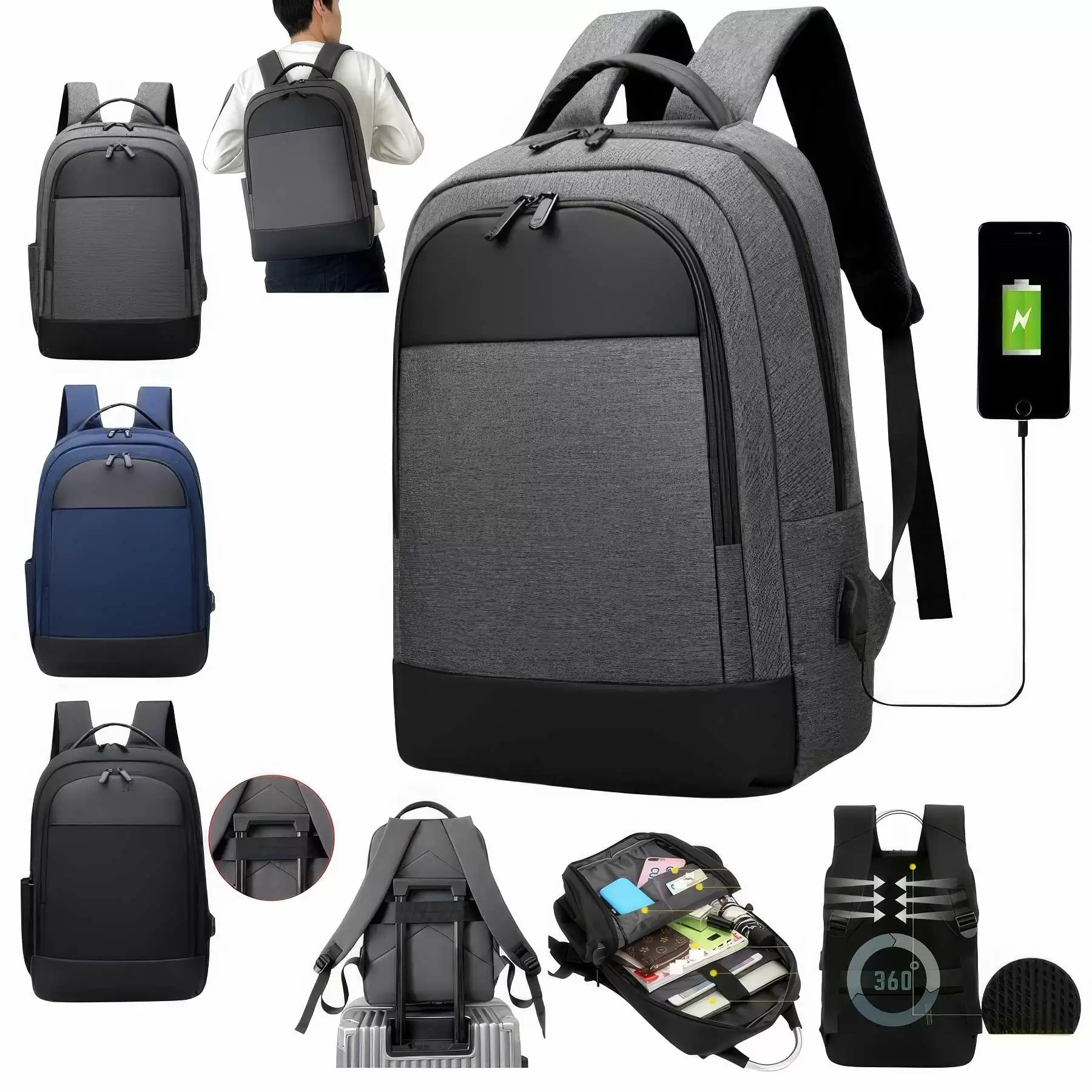 Custom Business Large Capacity Laptop Bags with USB Port