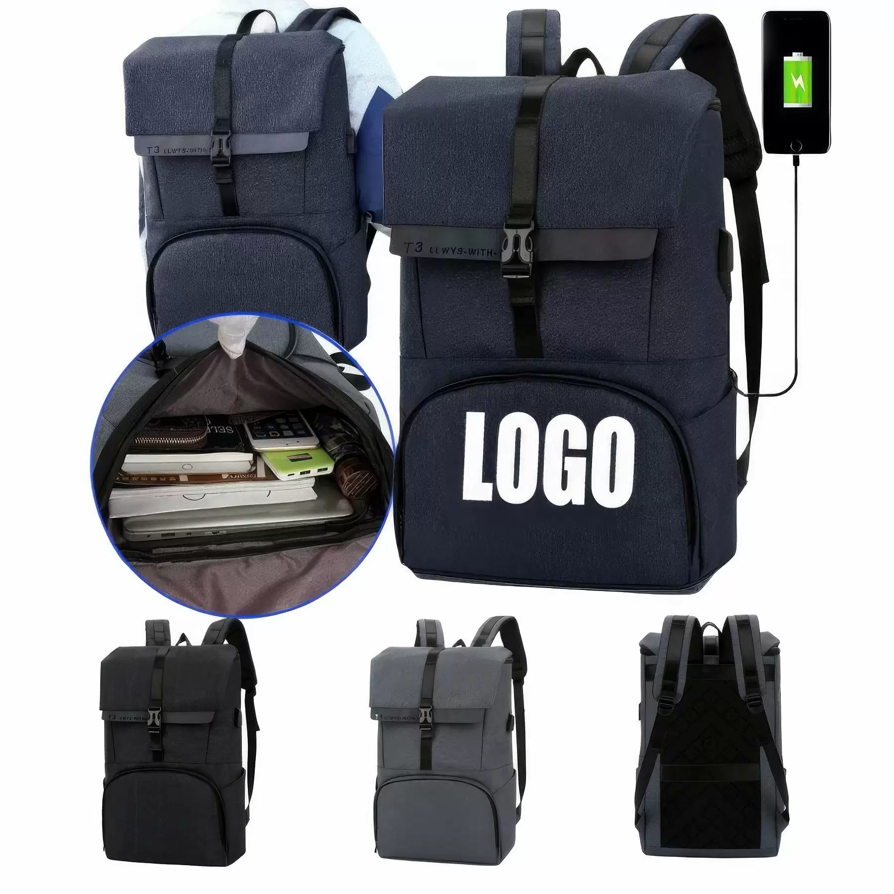 Custom Anti-Theft Laptops Backpacks with USB Port