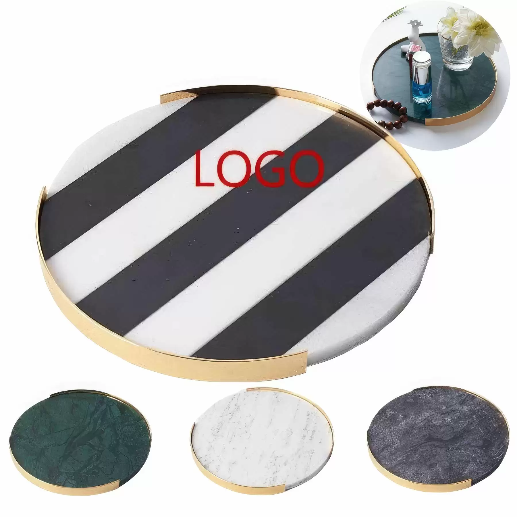 Metal Base Marble Table & Fruit Dessert Placement Plate