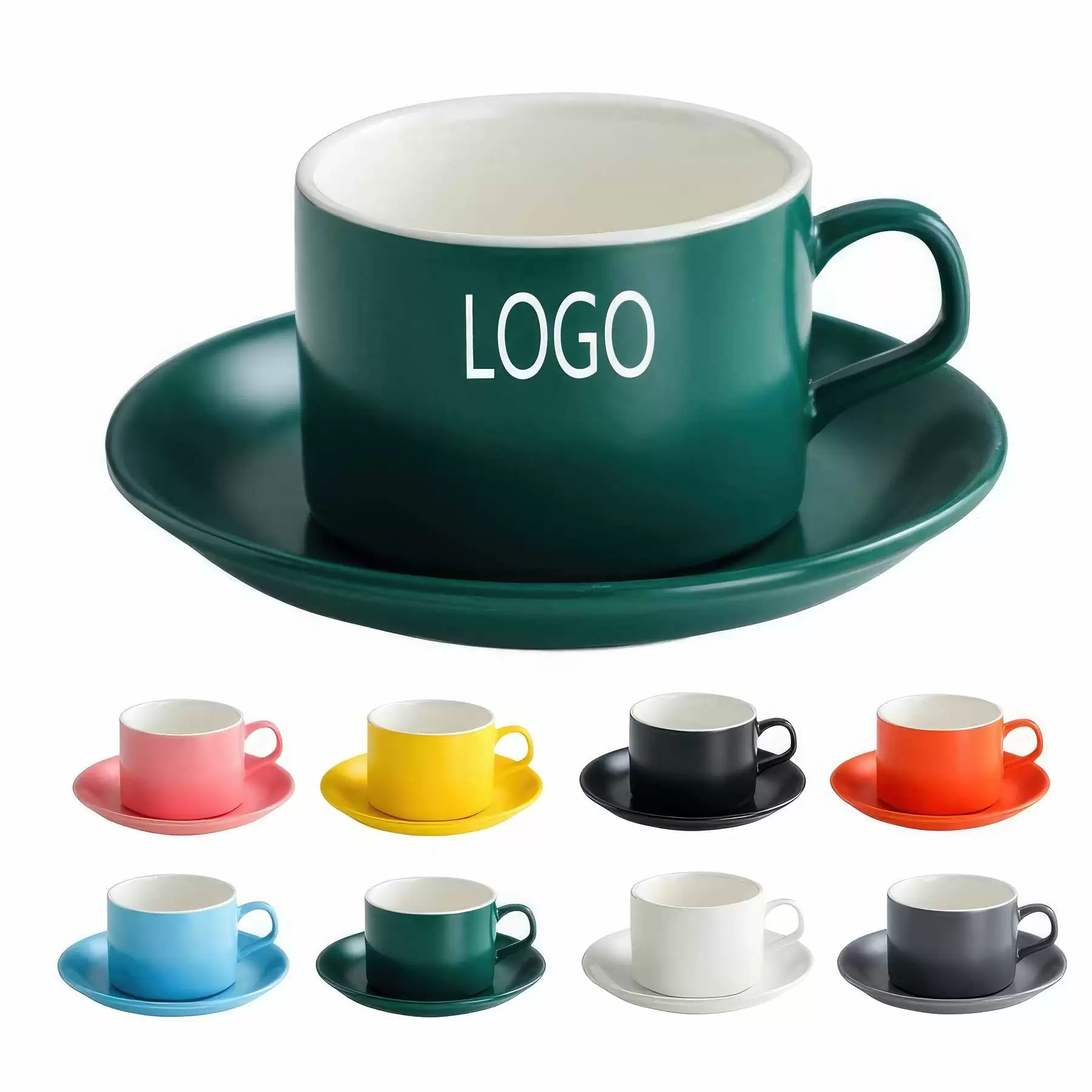 2.7OZ Color Aviation Coffee Cup and Saucer & Latte Mug