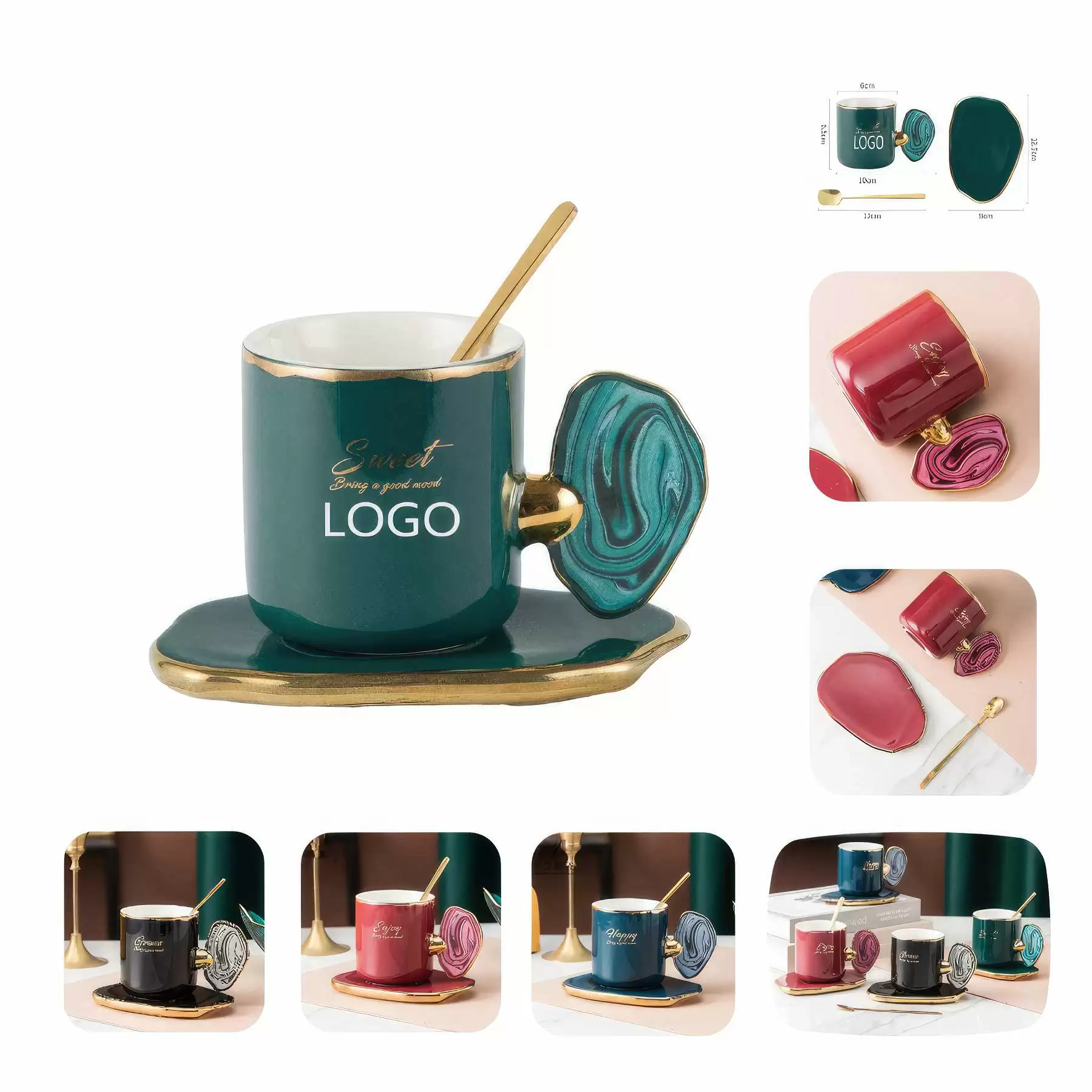 5OZ Irregular Phnom Penh Coffee Cup and Saucer Set