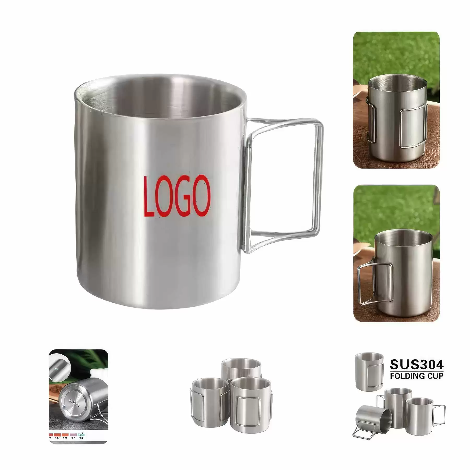 304 Stainless Steel Mug& Outdoor Camping Storage  Folding