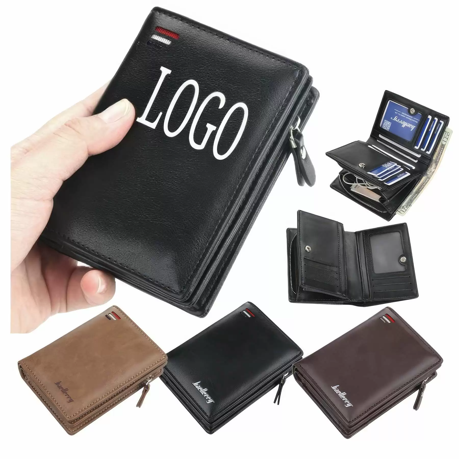 Zip Short Multi-Card Vertical Snap Wallet Card Holder