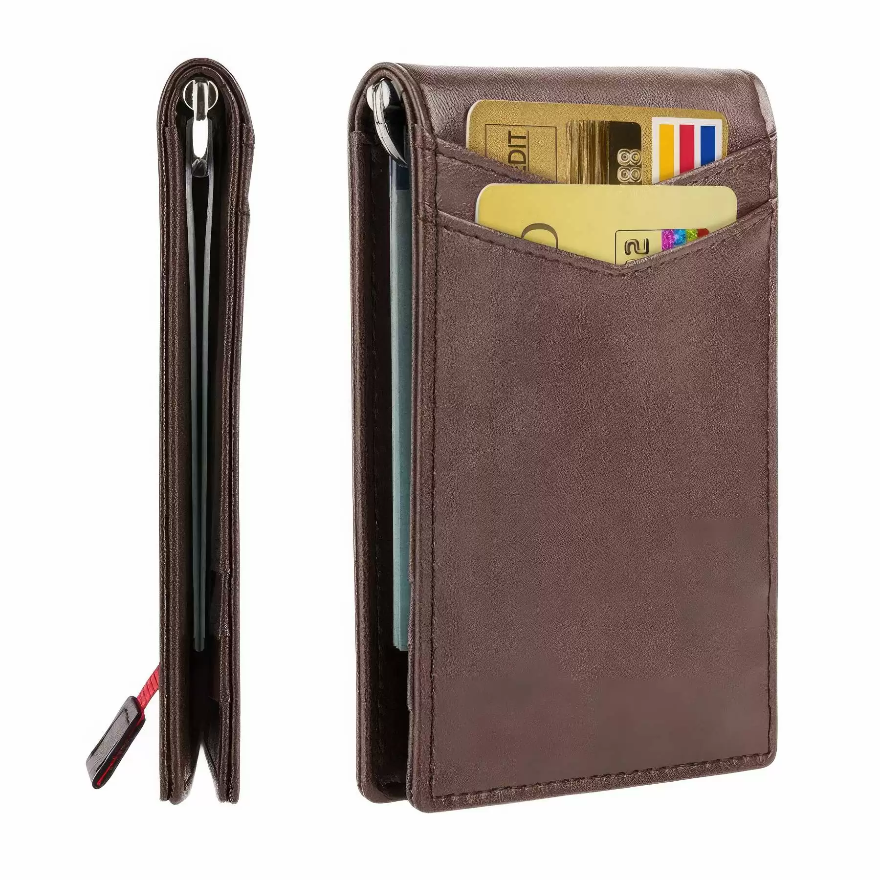 Rfid Anti-theft Brush Leather Wallet Card Holder - Image 2