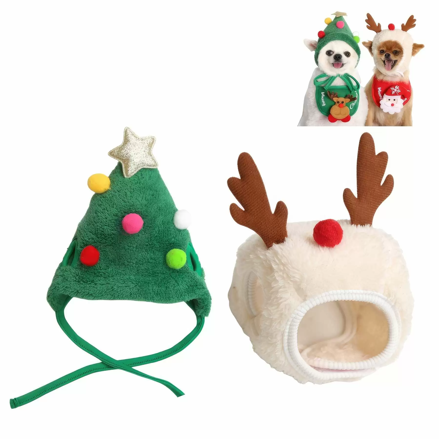 Pet Christmas Saliva Towel Cap Set