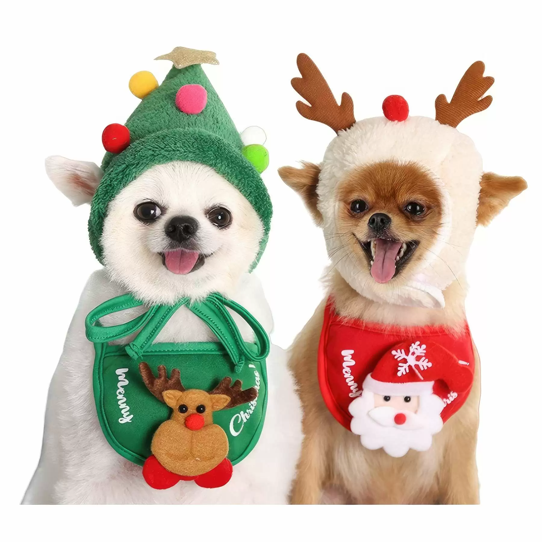 Pet Christmas Saliva Towel Cap Set - Image 2