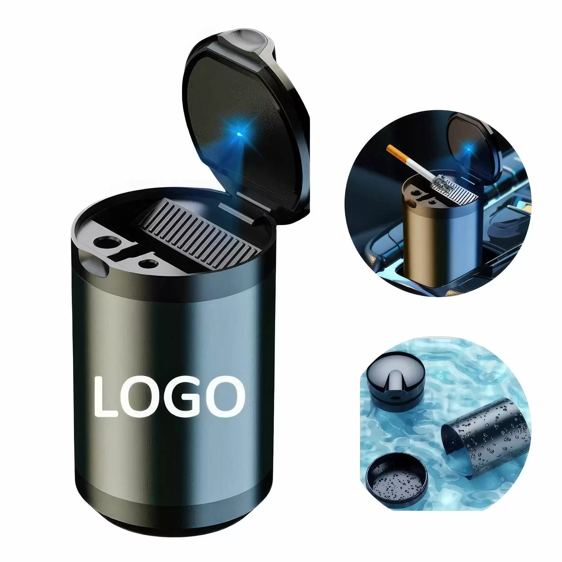 Smokeless Car Ashtray with LED Light