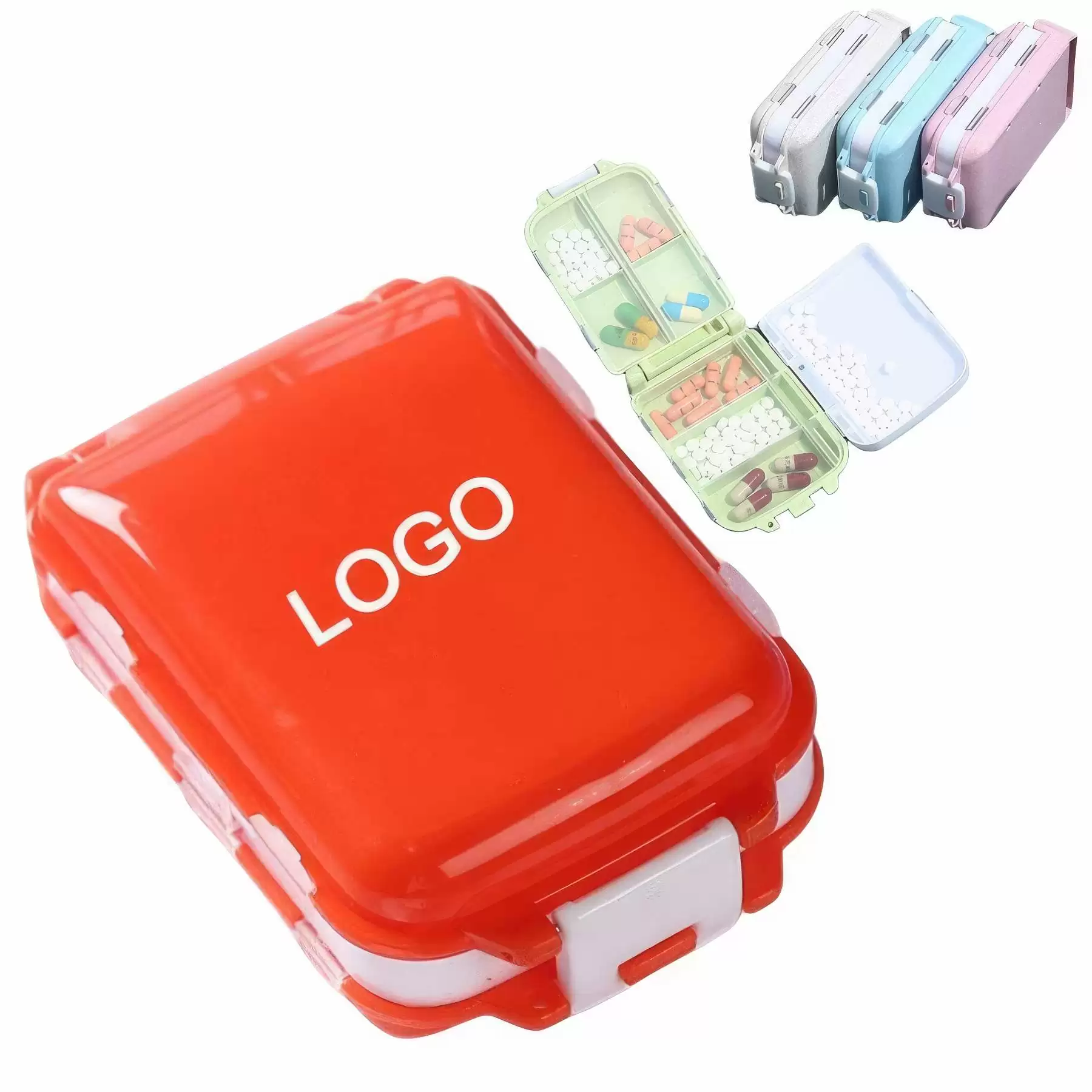 Folding 8 Compartments Portable Travel Pill Case
