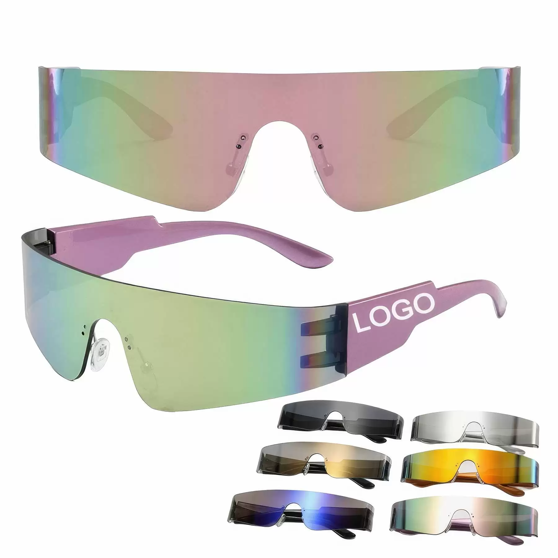 Rimless Y2K Wrap Around Sunglasses for Women Men