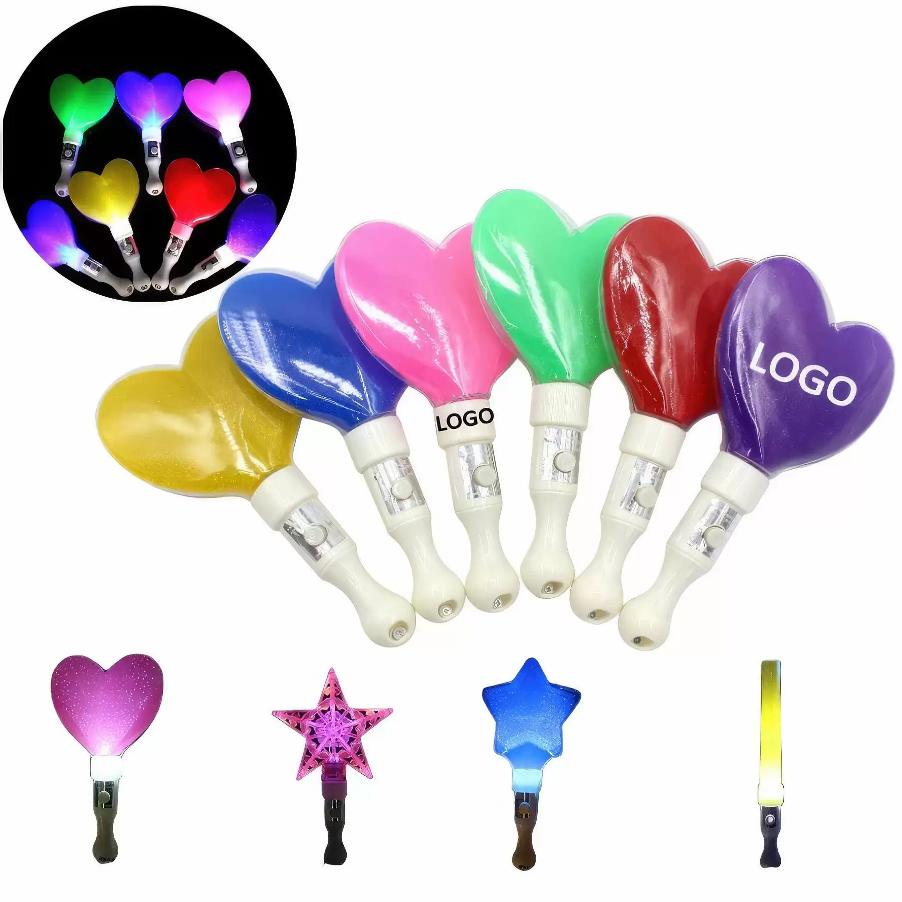 Multi Color Flashing Heart Hand Light