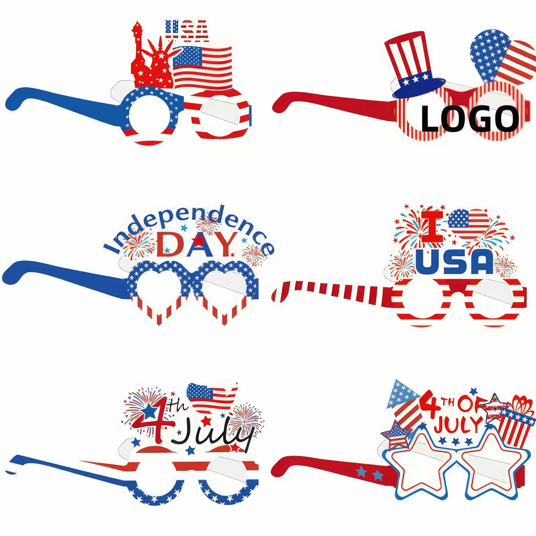 Fourth of July Paper Eyeglasses Patriotic Party Costume