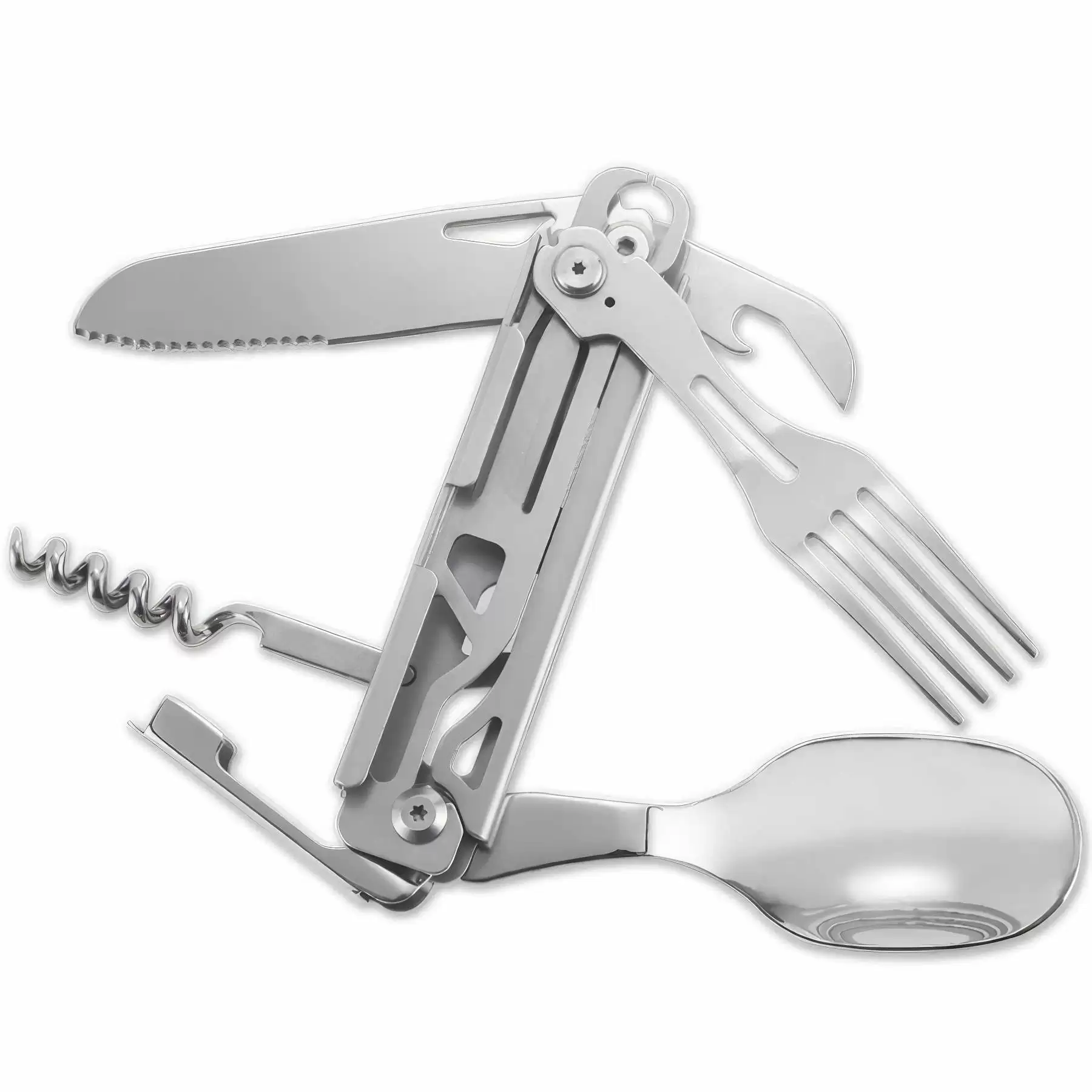 Camping Utensil Set 5-in-1 Multi Functional Folding Flatware - Image 2