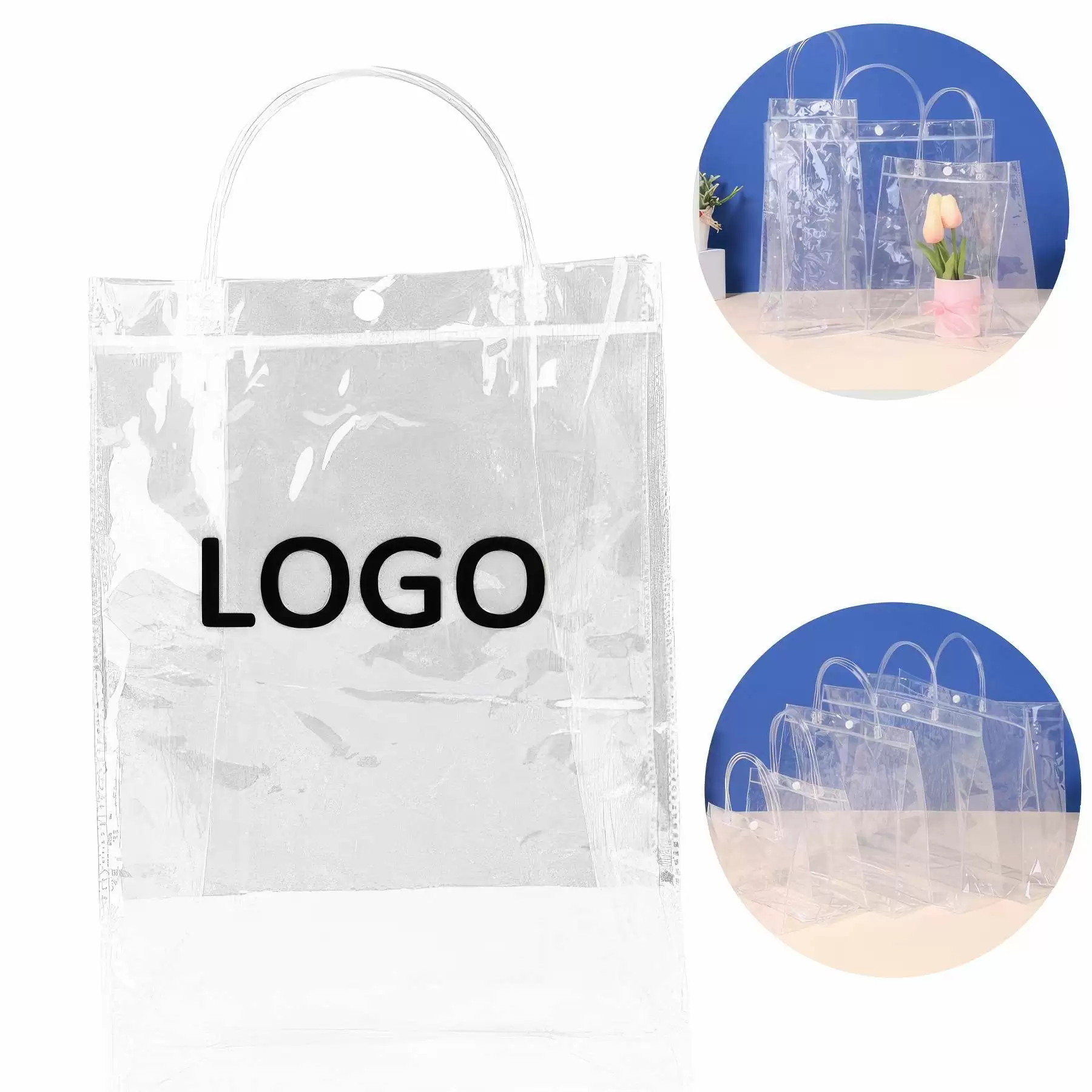 Reusable Transparent PVC Gift Wrap Tote Bag
