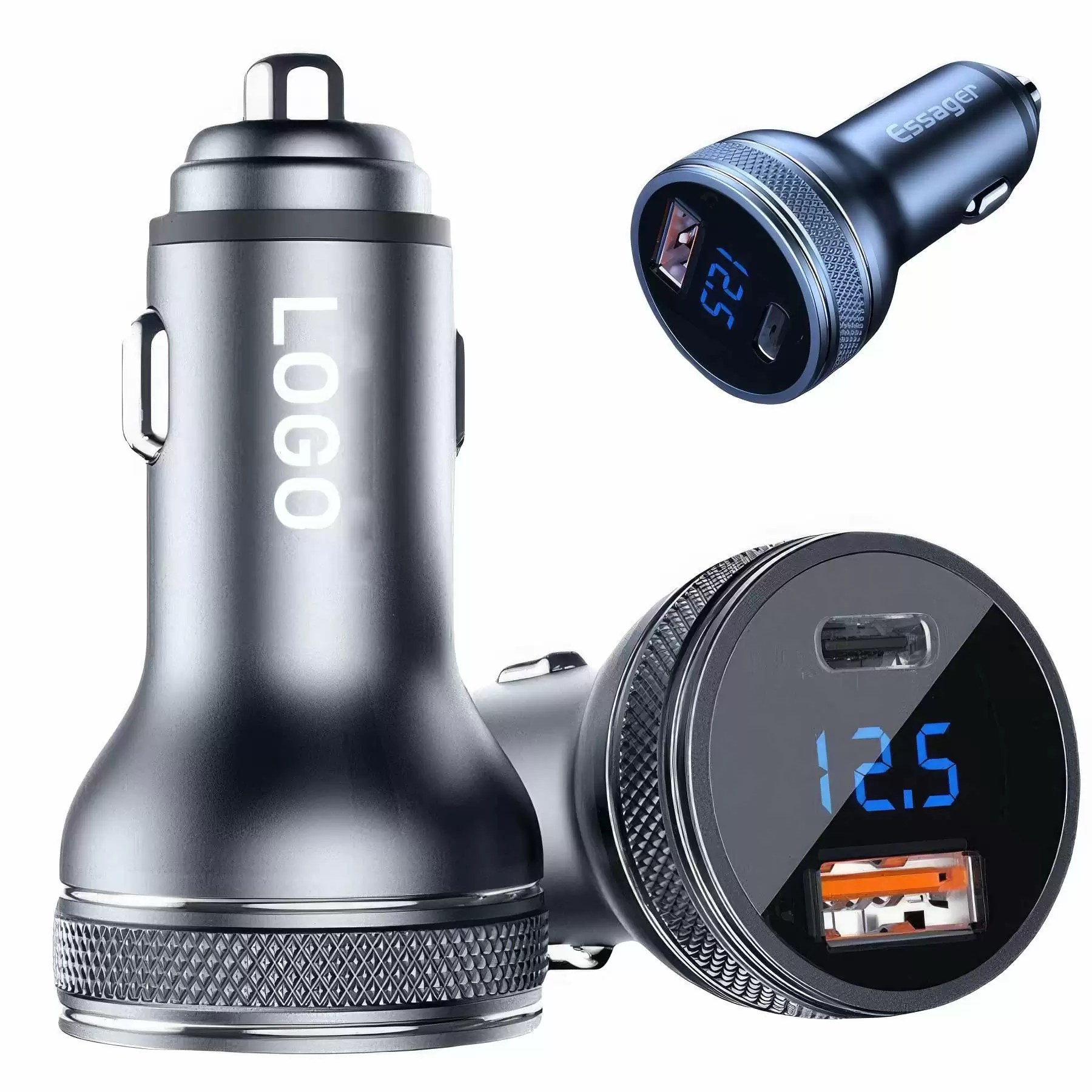 36W Car Charger Dual Port Type C and 2.4a USB A