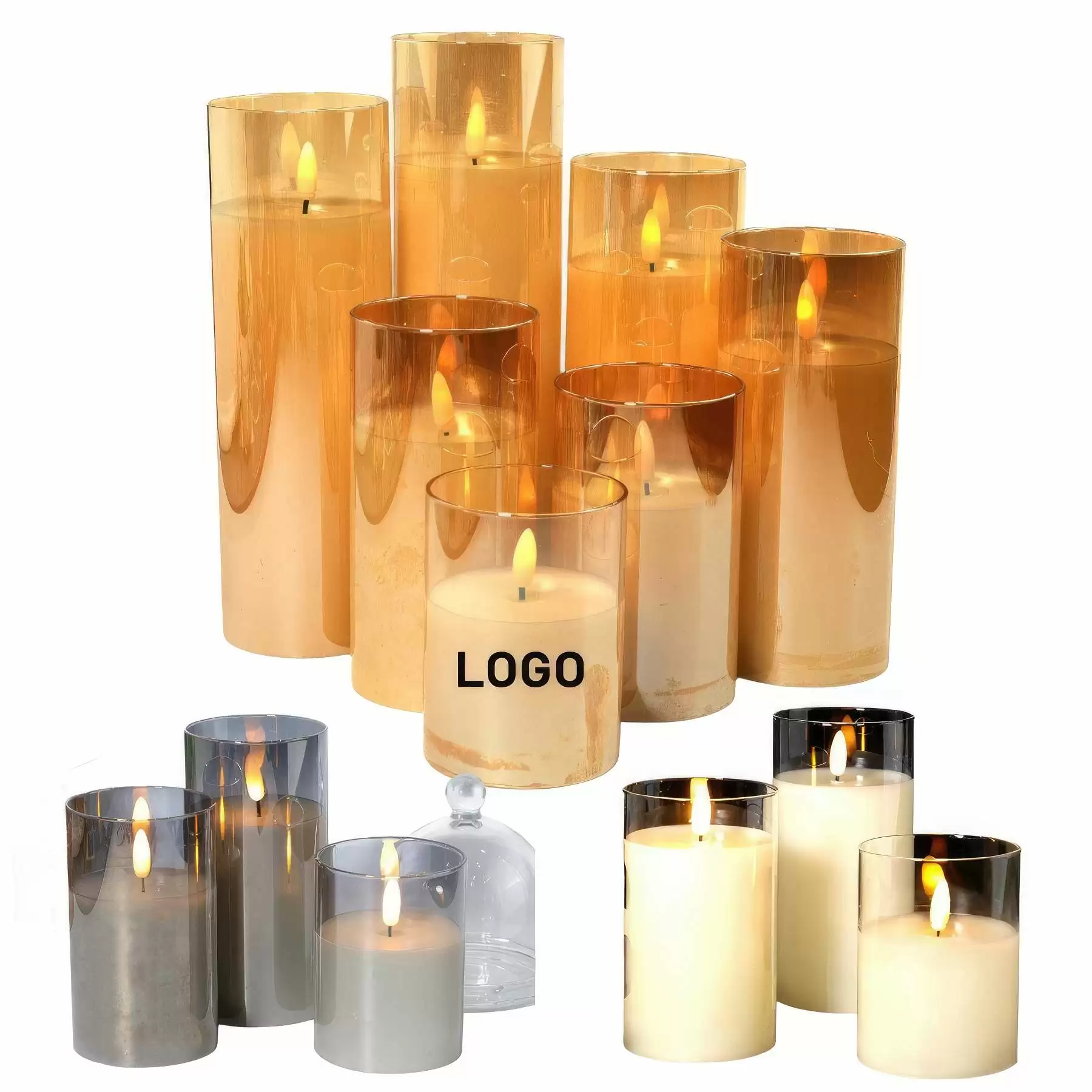 Glass LED Flameless Candles with Remote Control