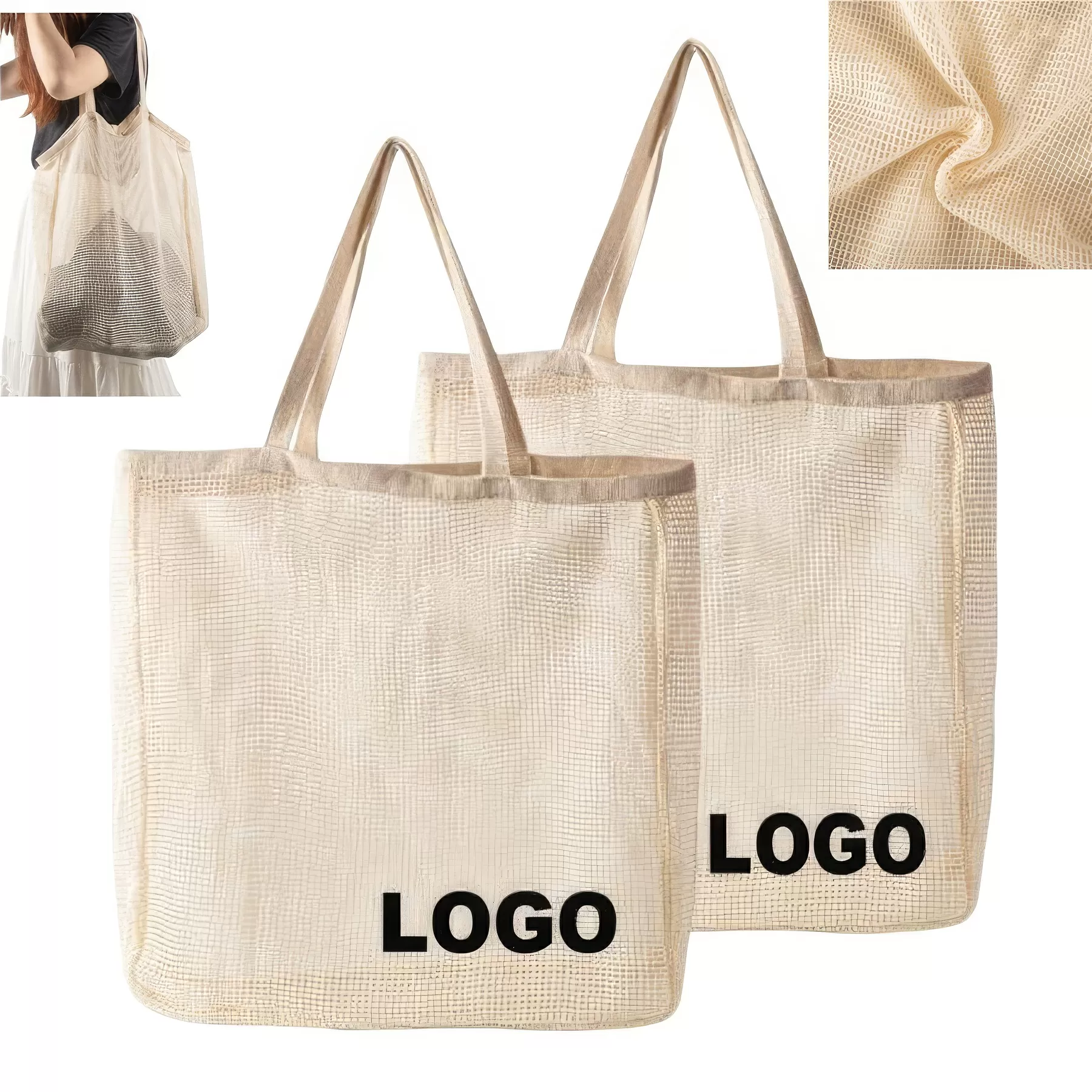 Custom Cotton Net Shopping Bags