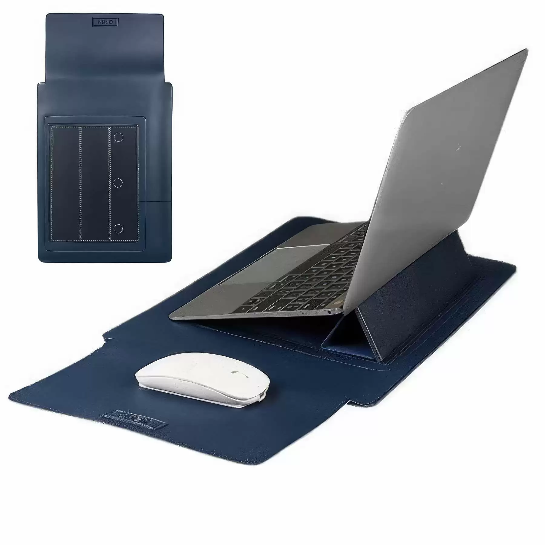 Custom PU Leather Laptop Sleeve Case with Stand - Image 2