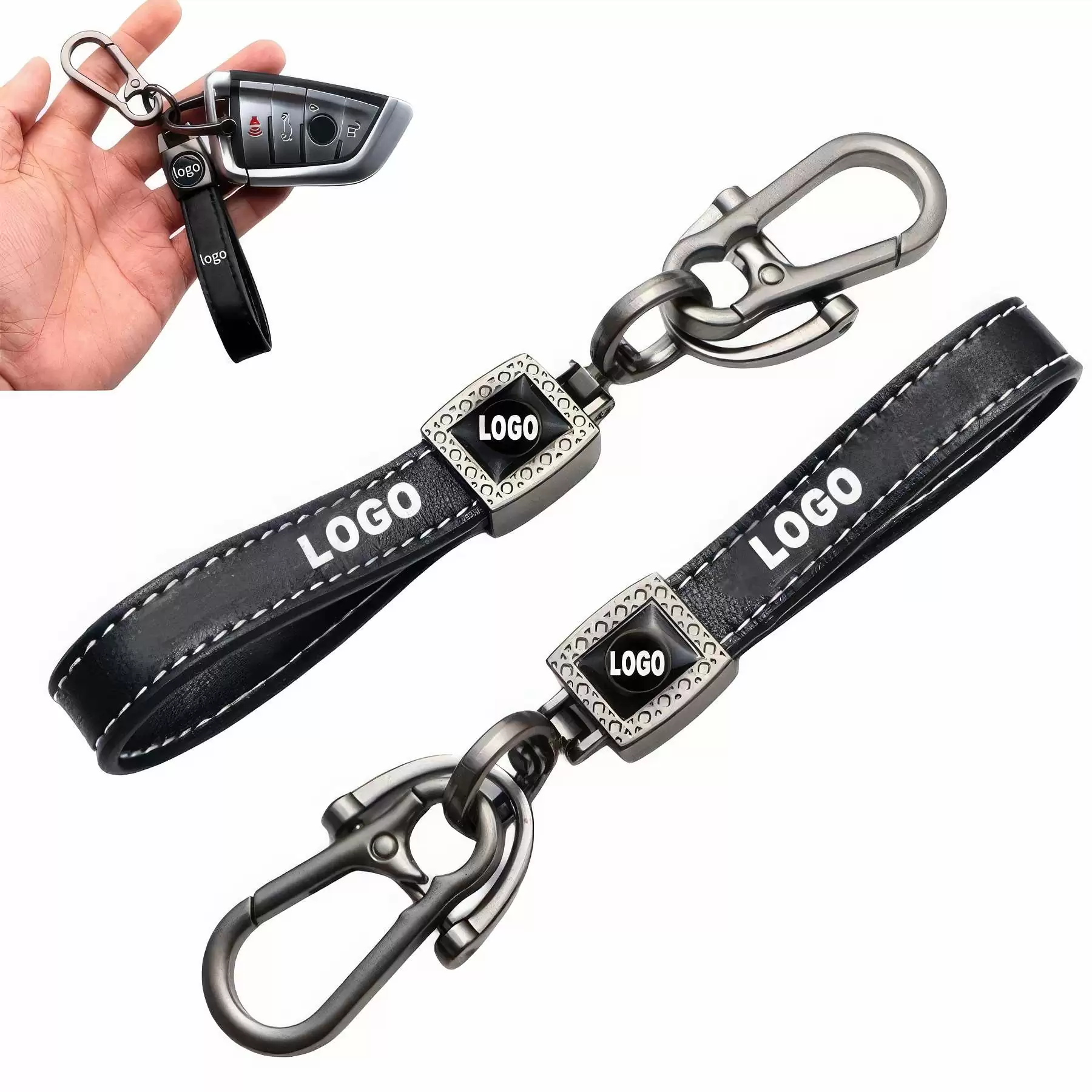 Custom Genuine Leather Car Keychain