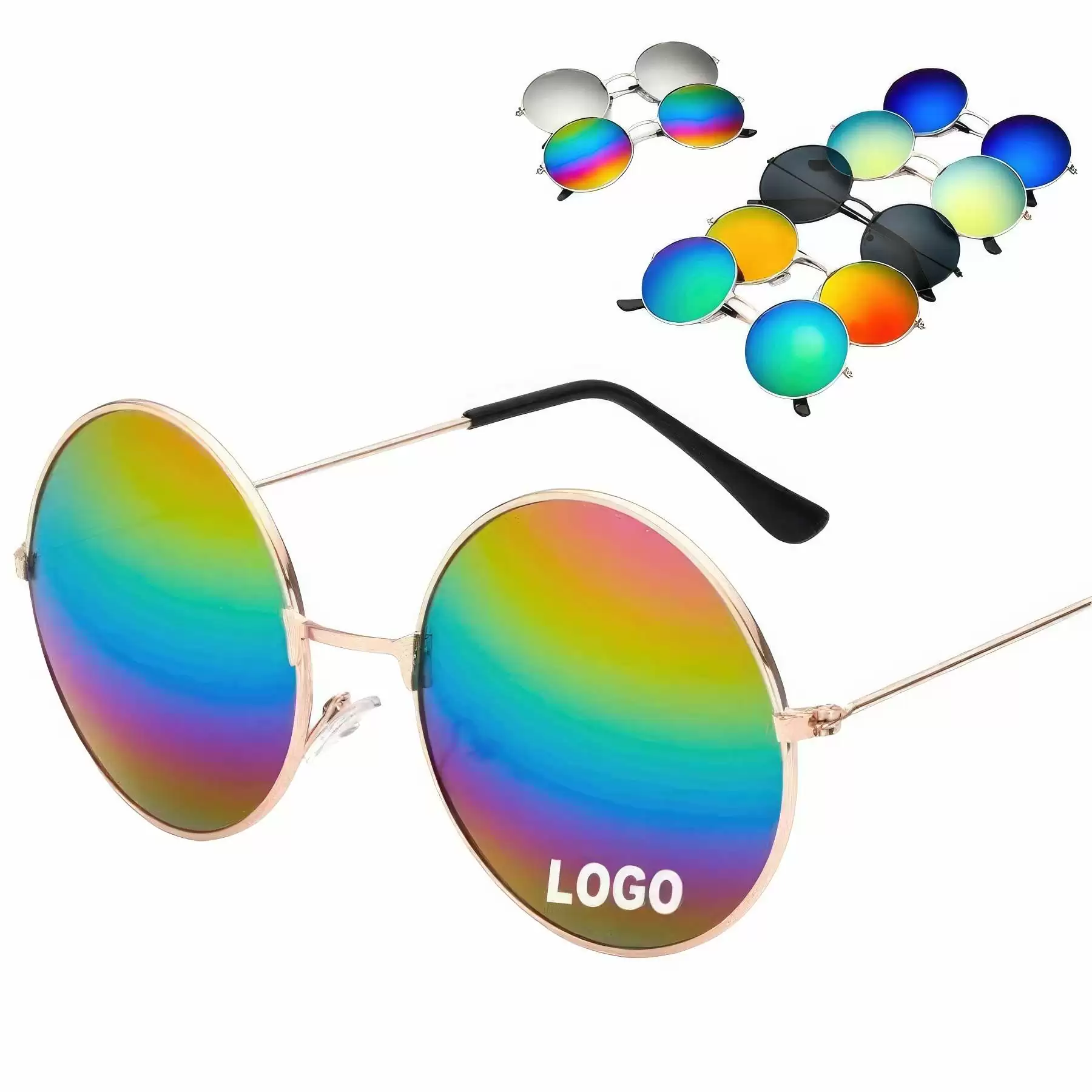 Custom Reflective Lens Round Trendy Sunglasses