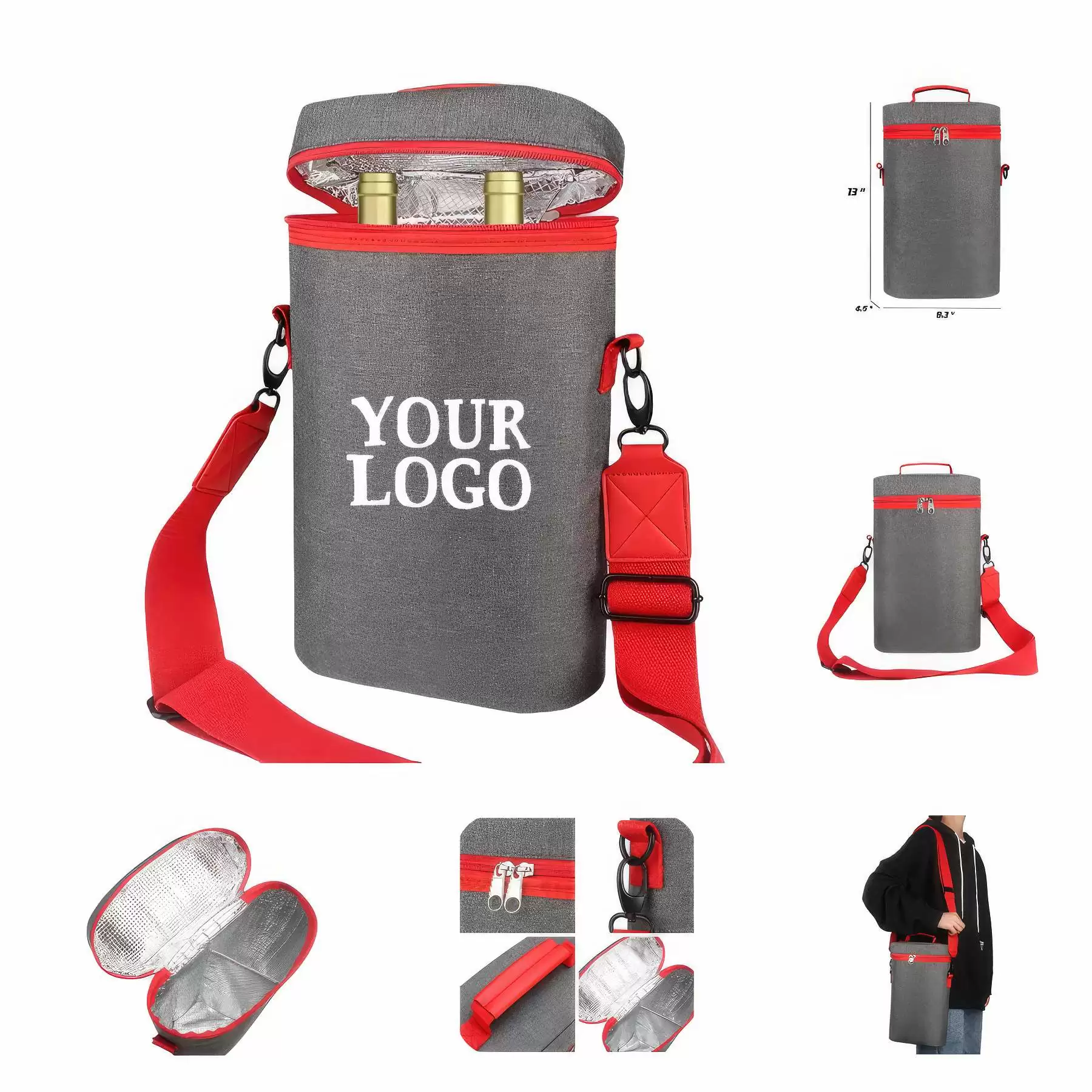 Customizable Insulated Cooler Bag Leakproof Wine Tote