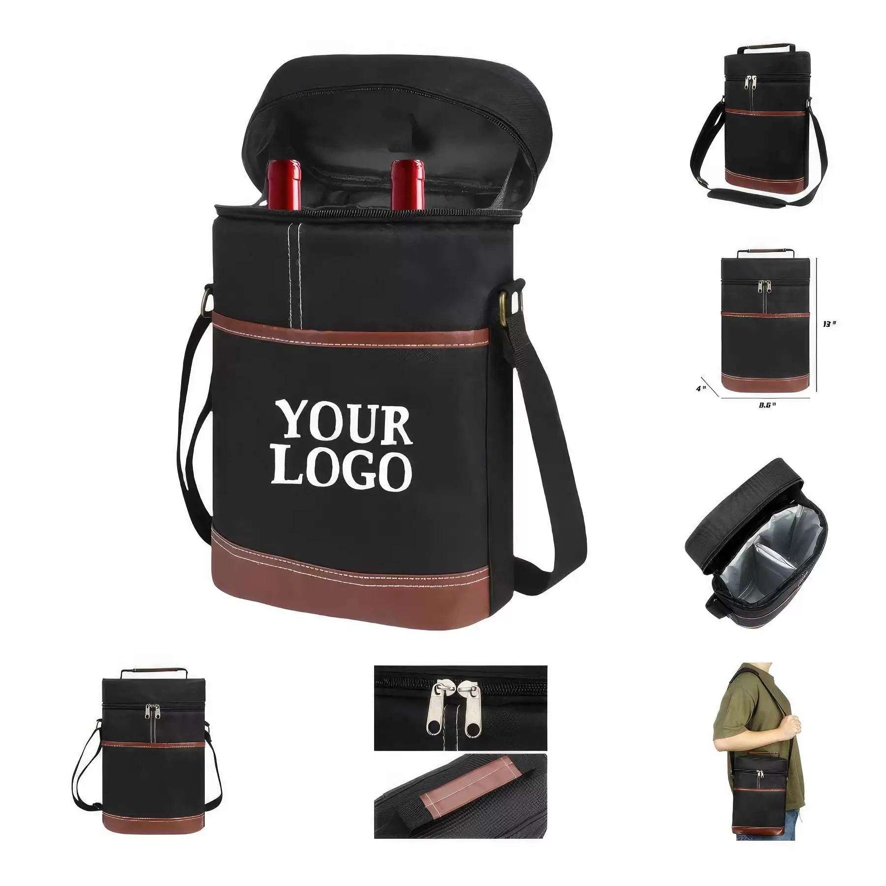 Custom Insulated Cooler Bag Leakproof Wine Tote