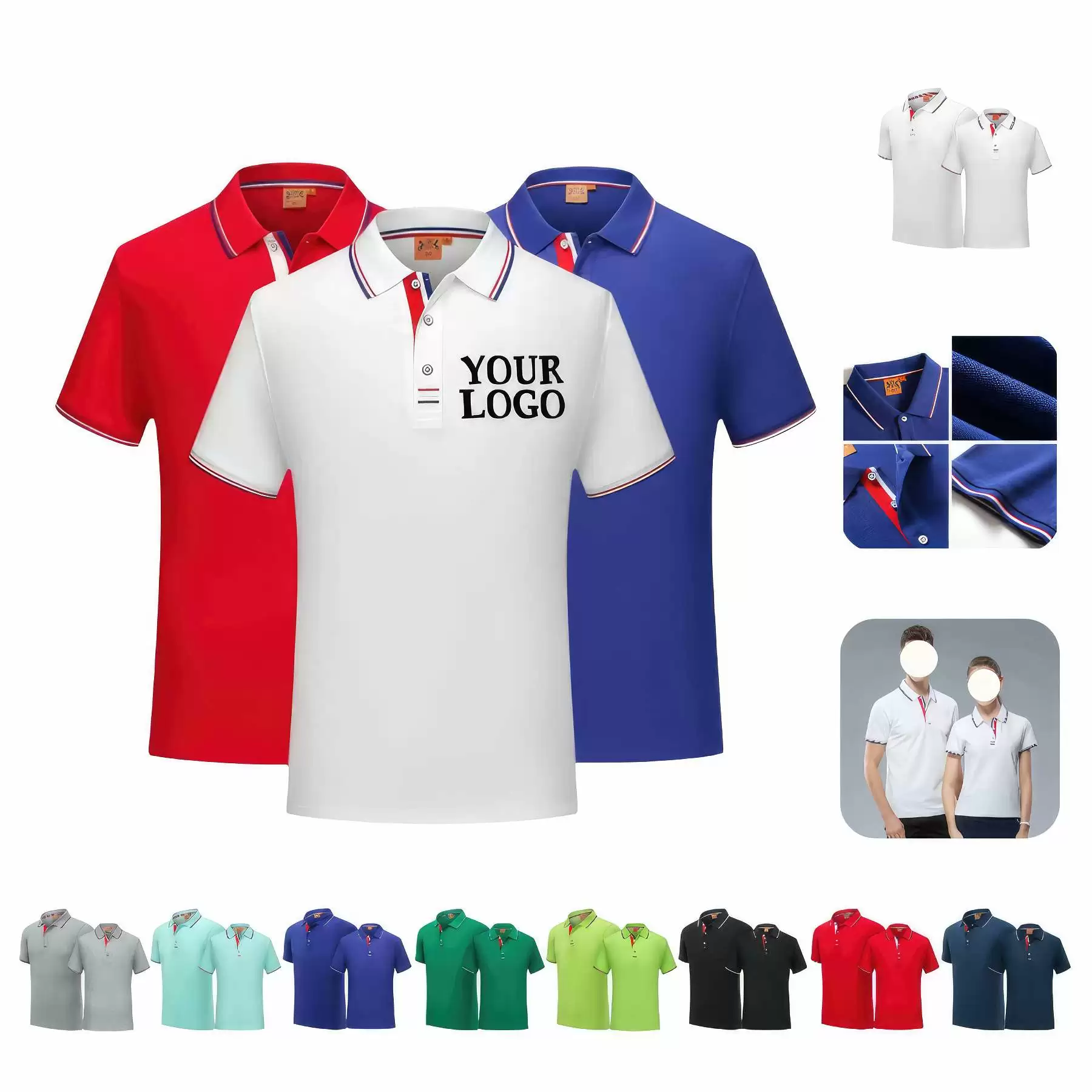 Custom Unisex Polo Sweatshirts Summer Tops