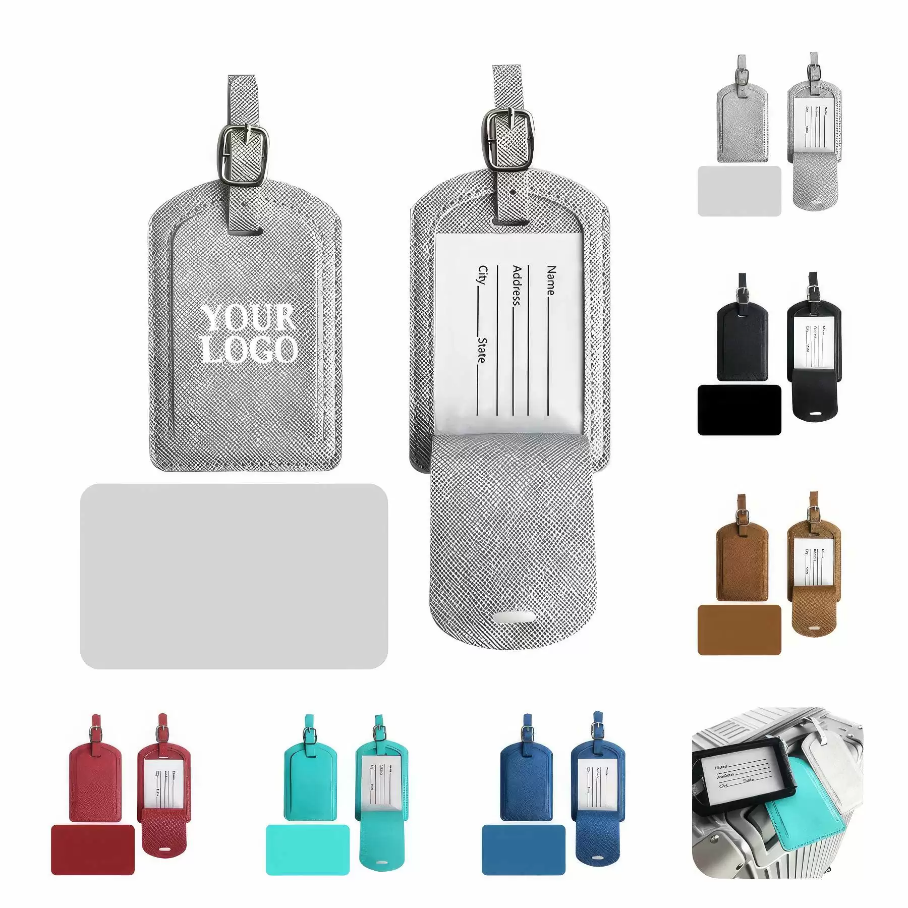 Customizable PU Luggage Tags With Privacy Protection Flap