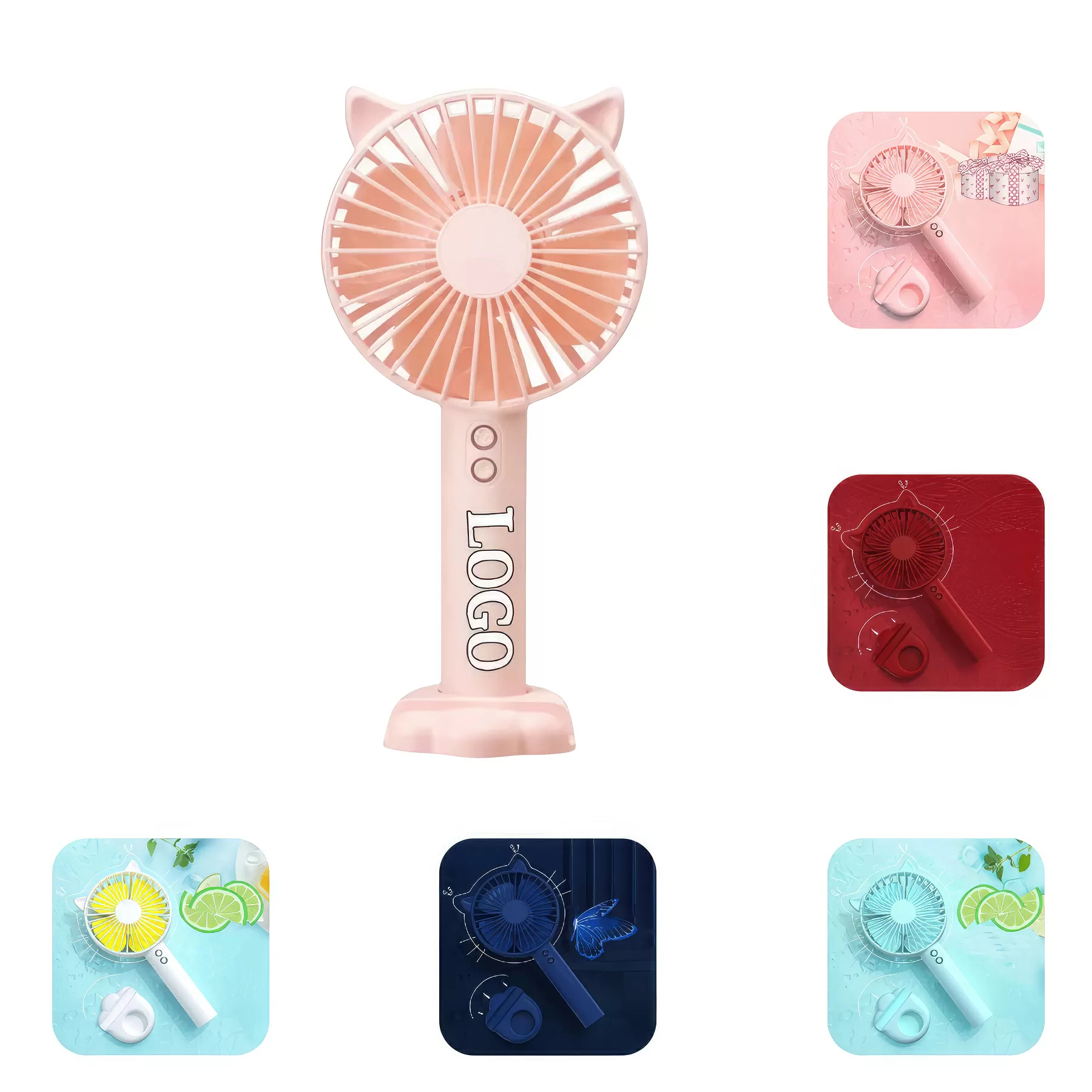 Customizable Mini Pocket Fan With Phone Holder Base