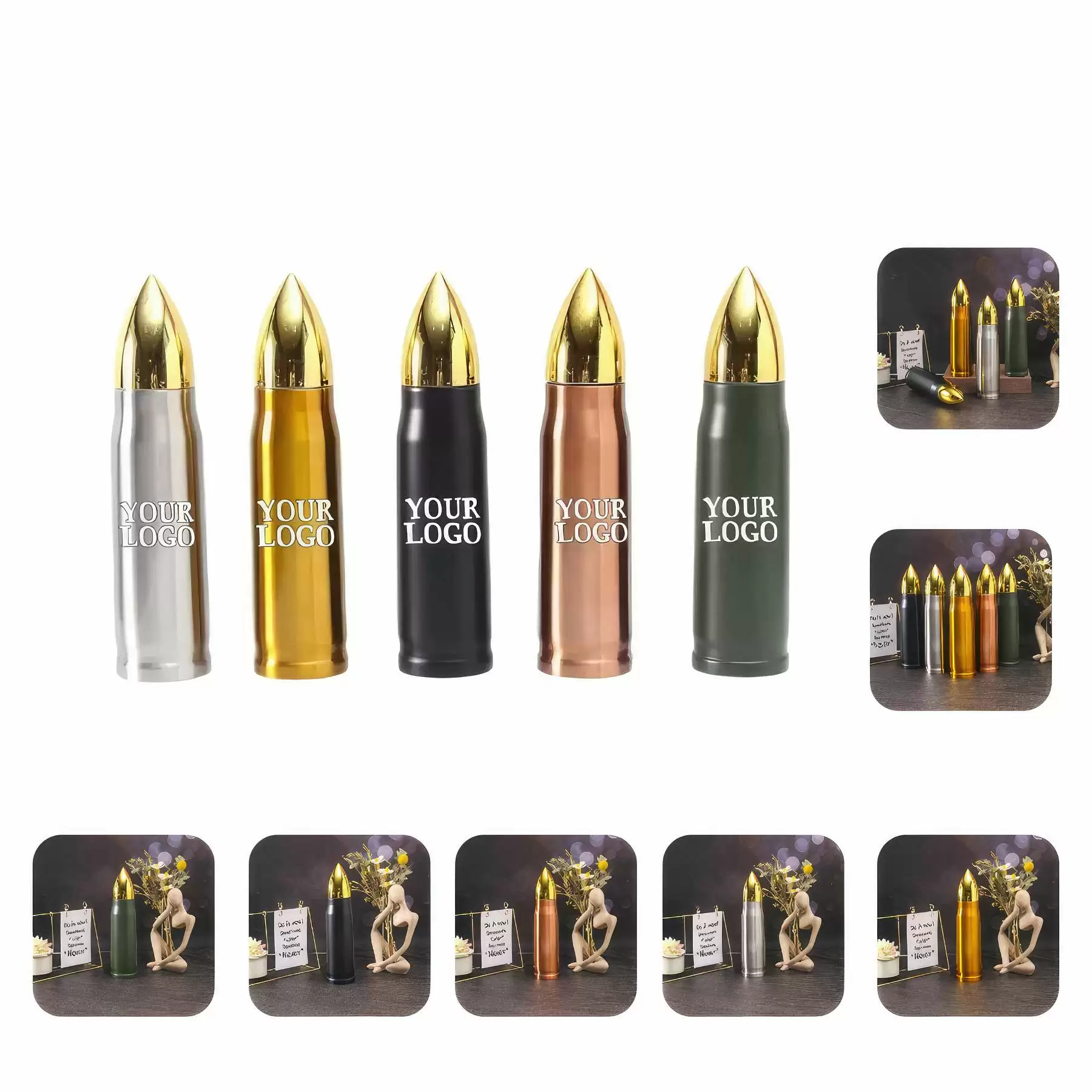 17 oz Novelty Bullet Shape Stainless Steel Thermal Bottle