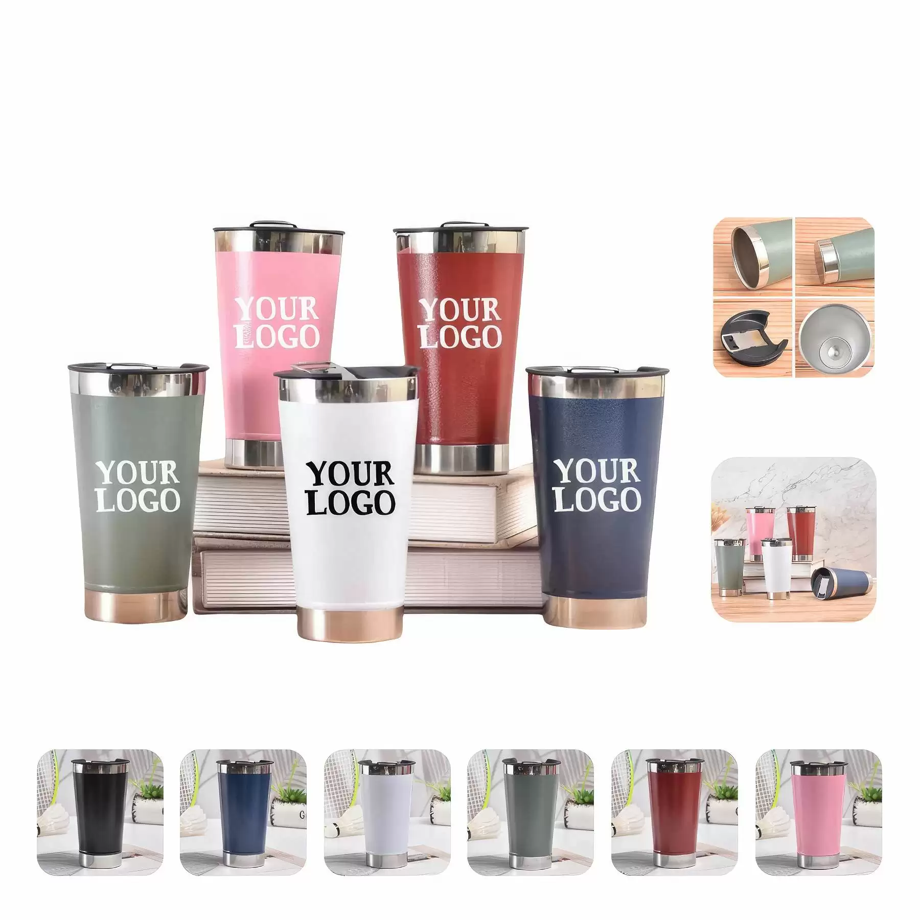 16 oz Double Wall Stainless Steel Thermal Coffee Cups