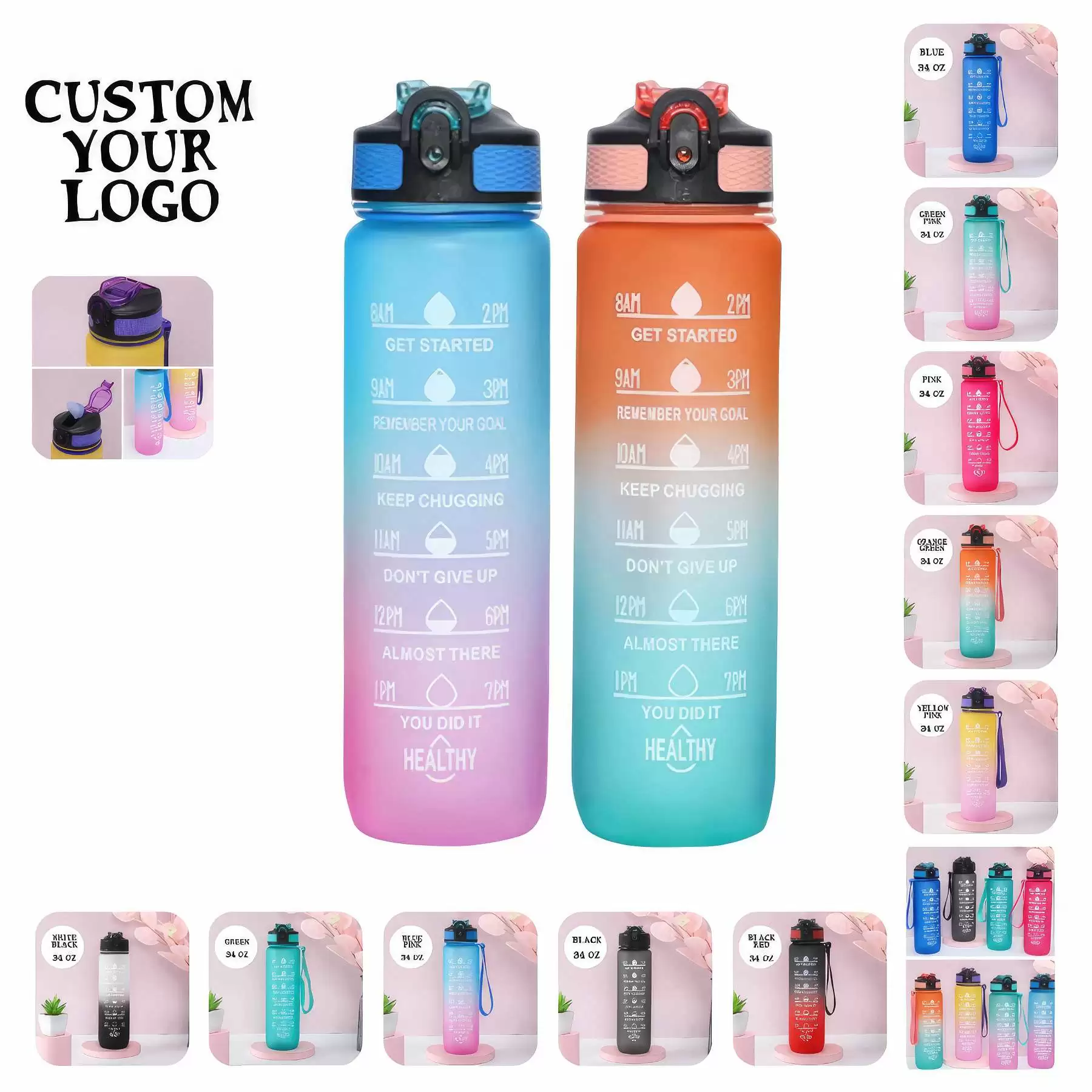 34 oz Large Capacity Sports Water Bottle