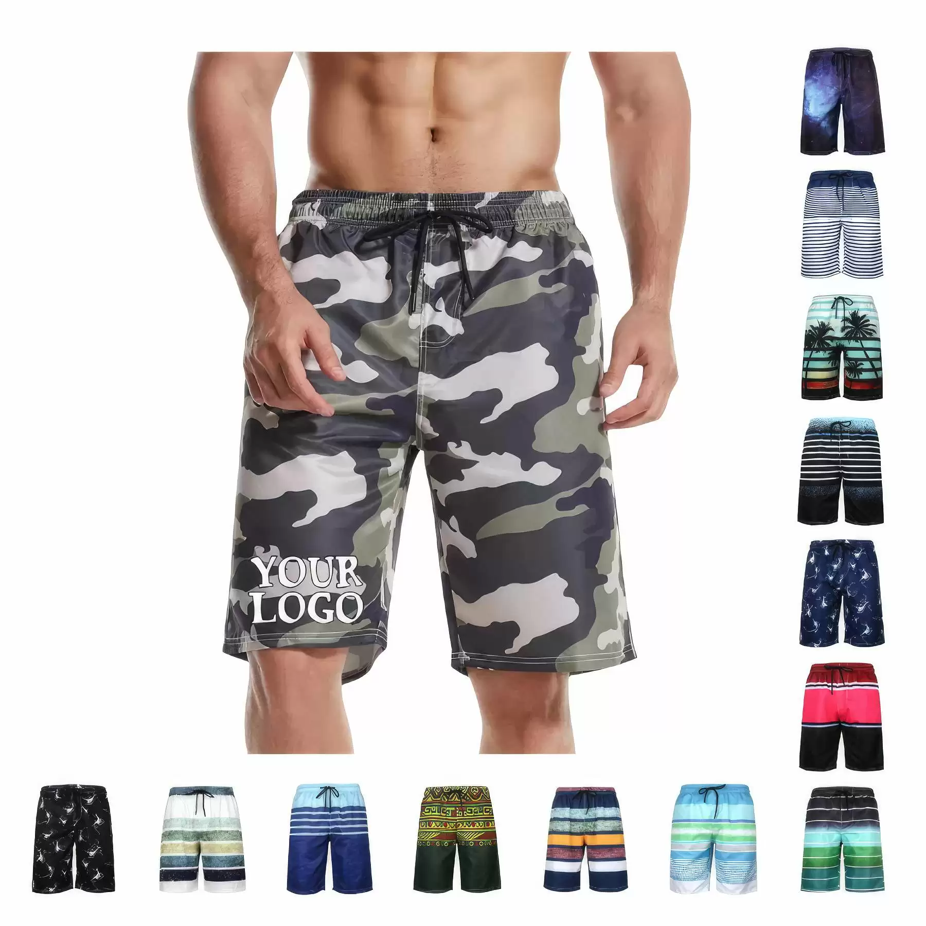 Custom Digital Printing Men's Swim Trunks Beach Shorts