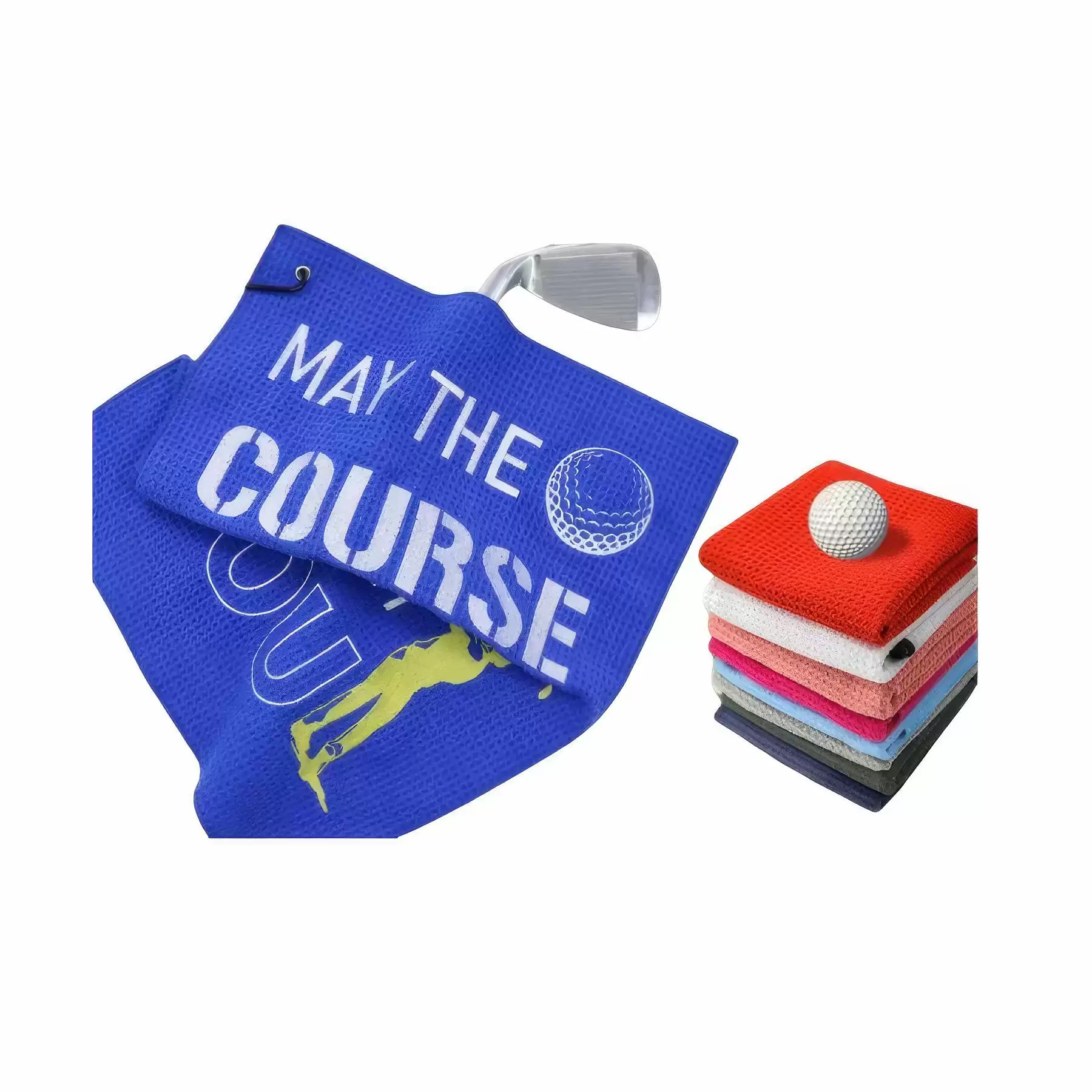 16" x 24" Microfiber Golf Towel With Aluminum Alloy Hook - Image 2