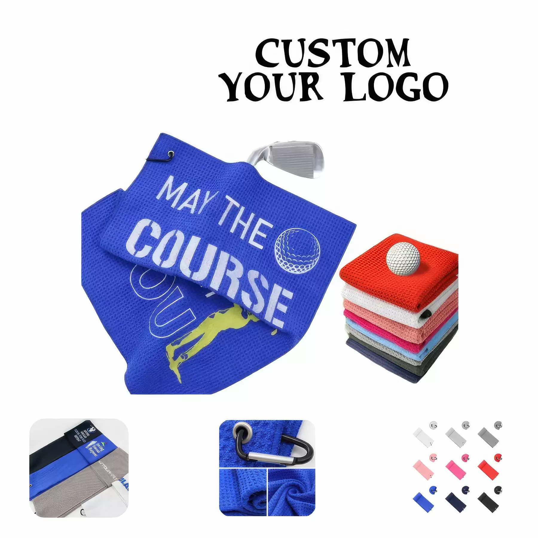 16" x 24" Microfiber Golf Towel With Aluminum Alloy Hook