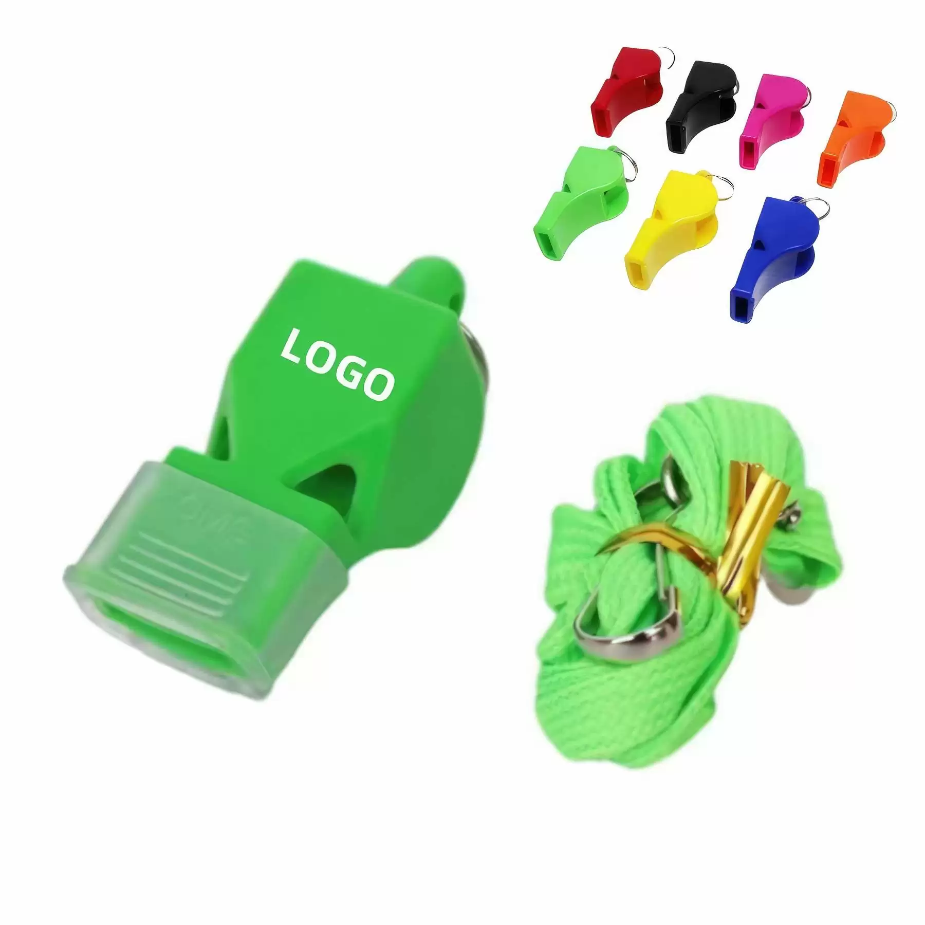 Custom Plastic Sports Whistles With Lanyard