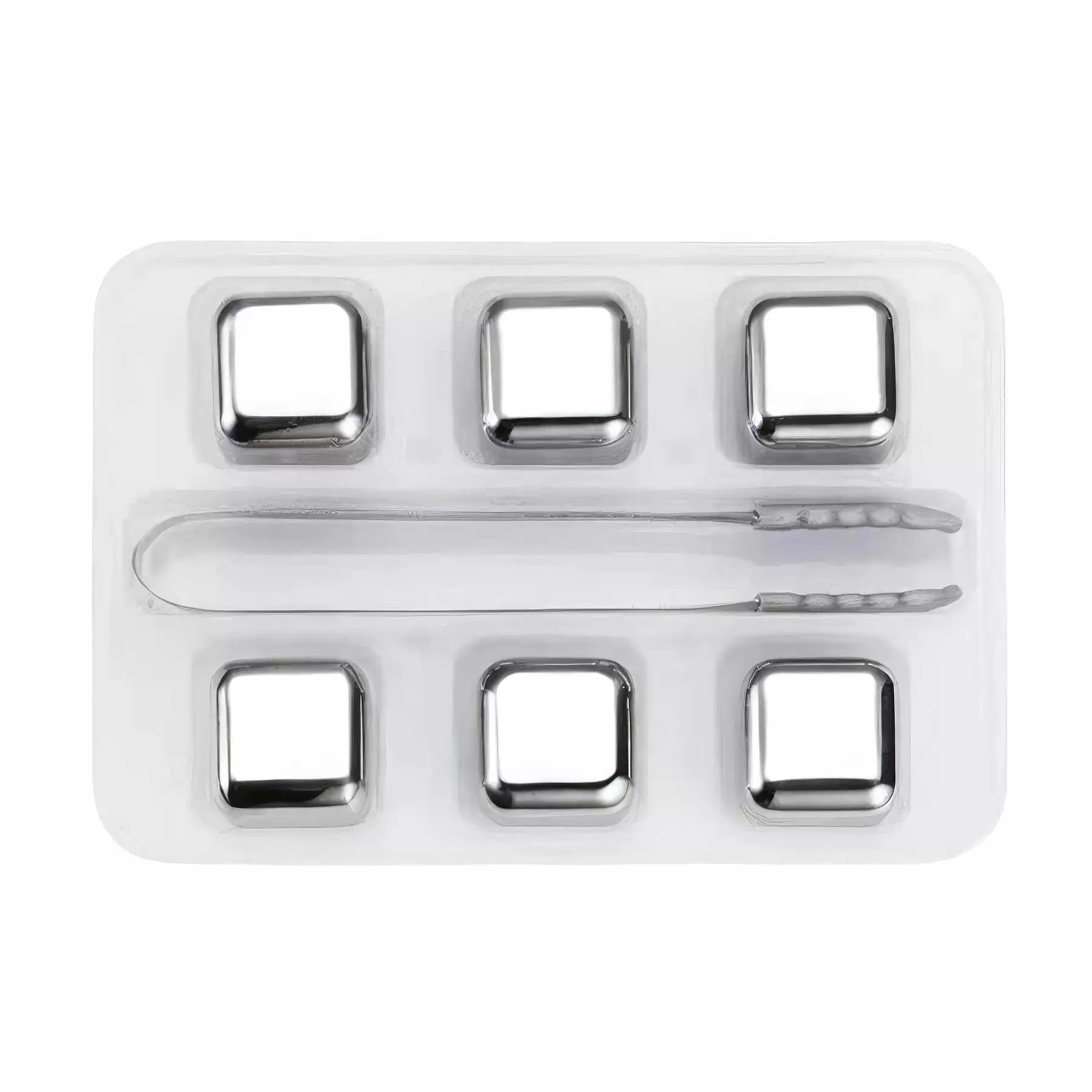 6 Pack Stainless Steel Ice Cubes With Tongs - Image 2
