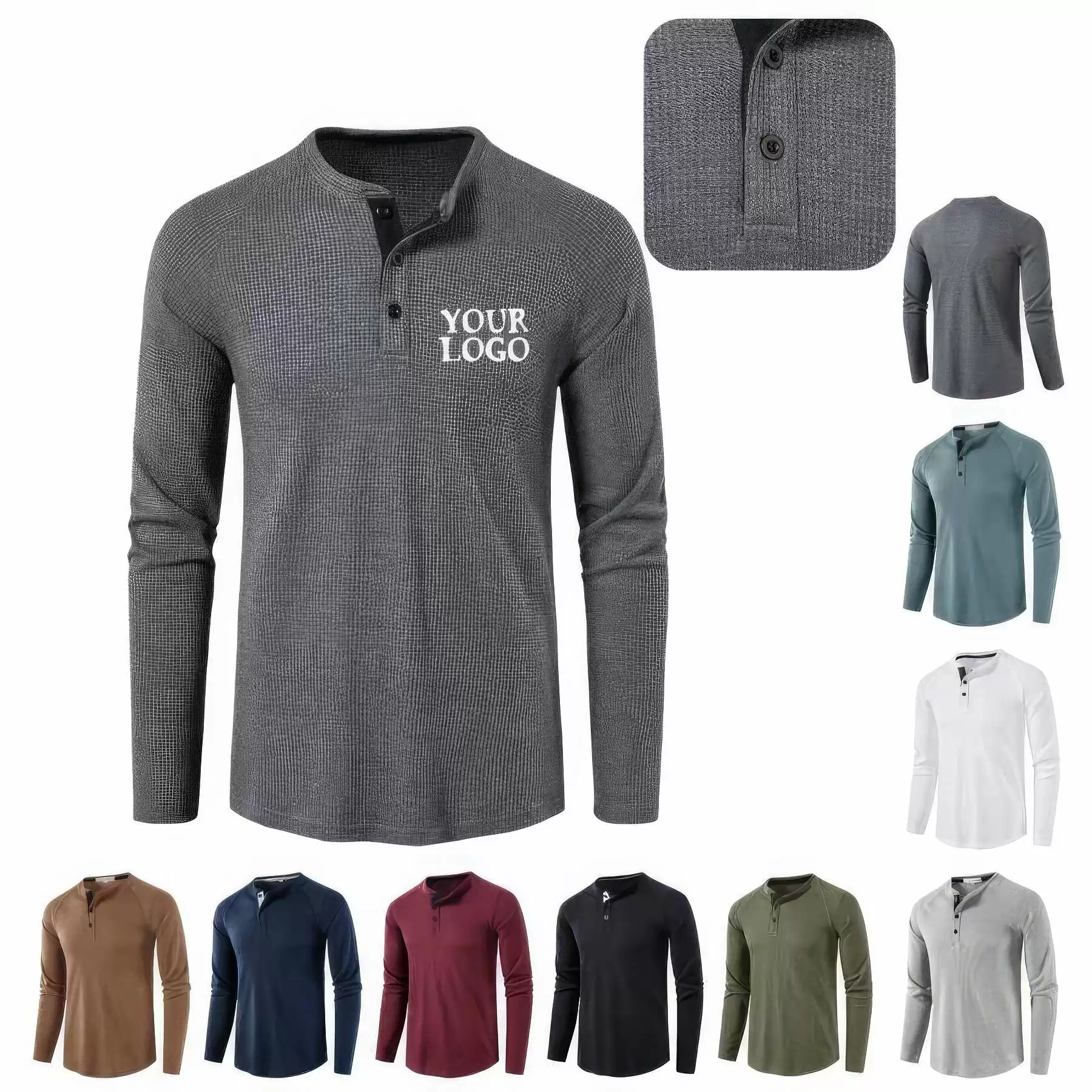 Custom Men's Long Sleeve Shirts Casual Tops
