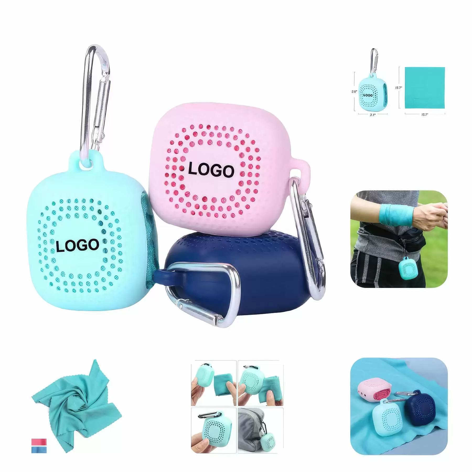 Custom Portable Microfiber Fast Dry Silicone Case Towel