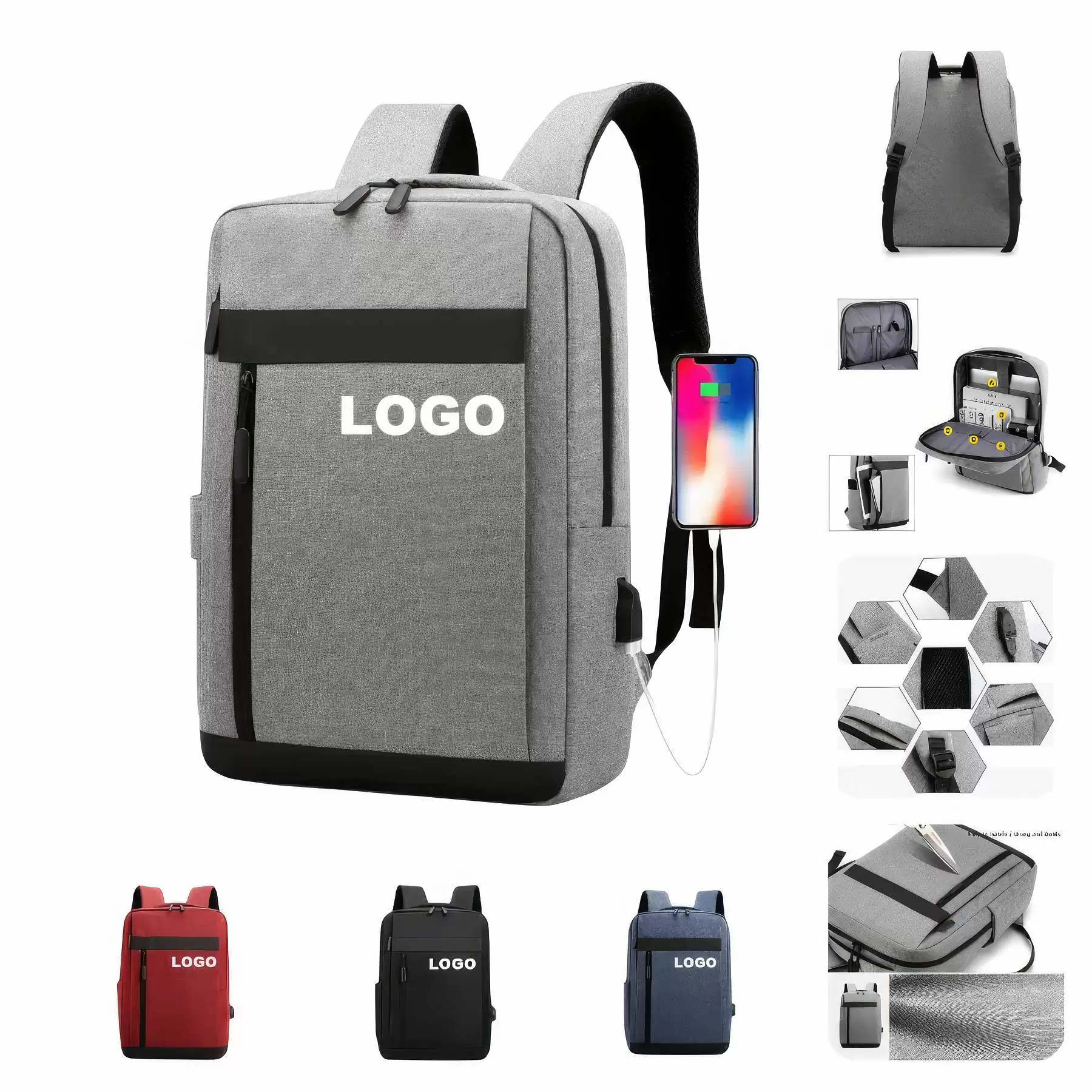 Custom 15.6 inch Laptop Backpack with USB charge
