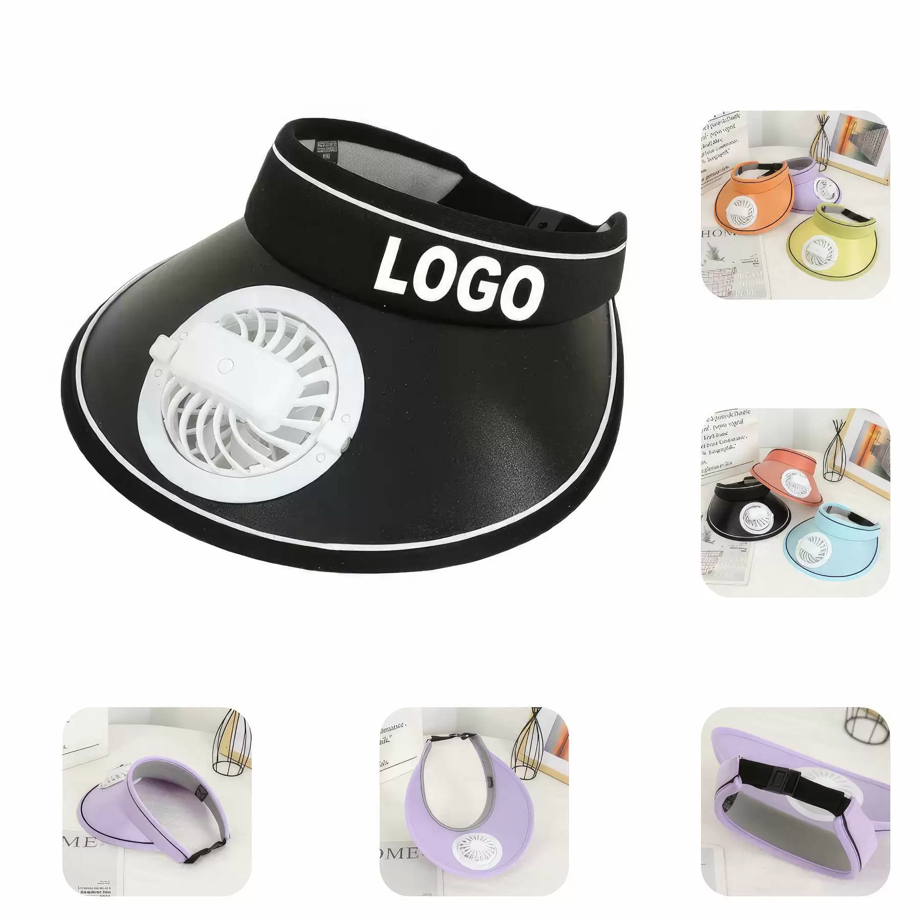 Custom Visor cap with Rechargeable fan