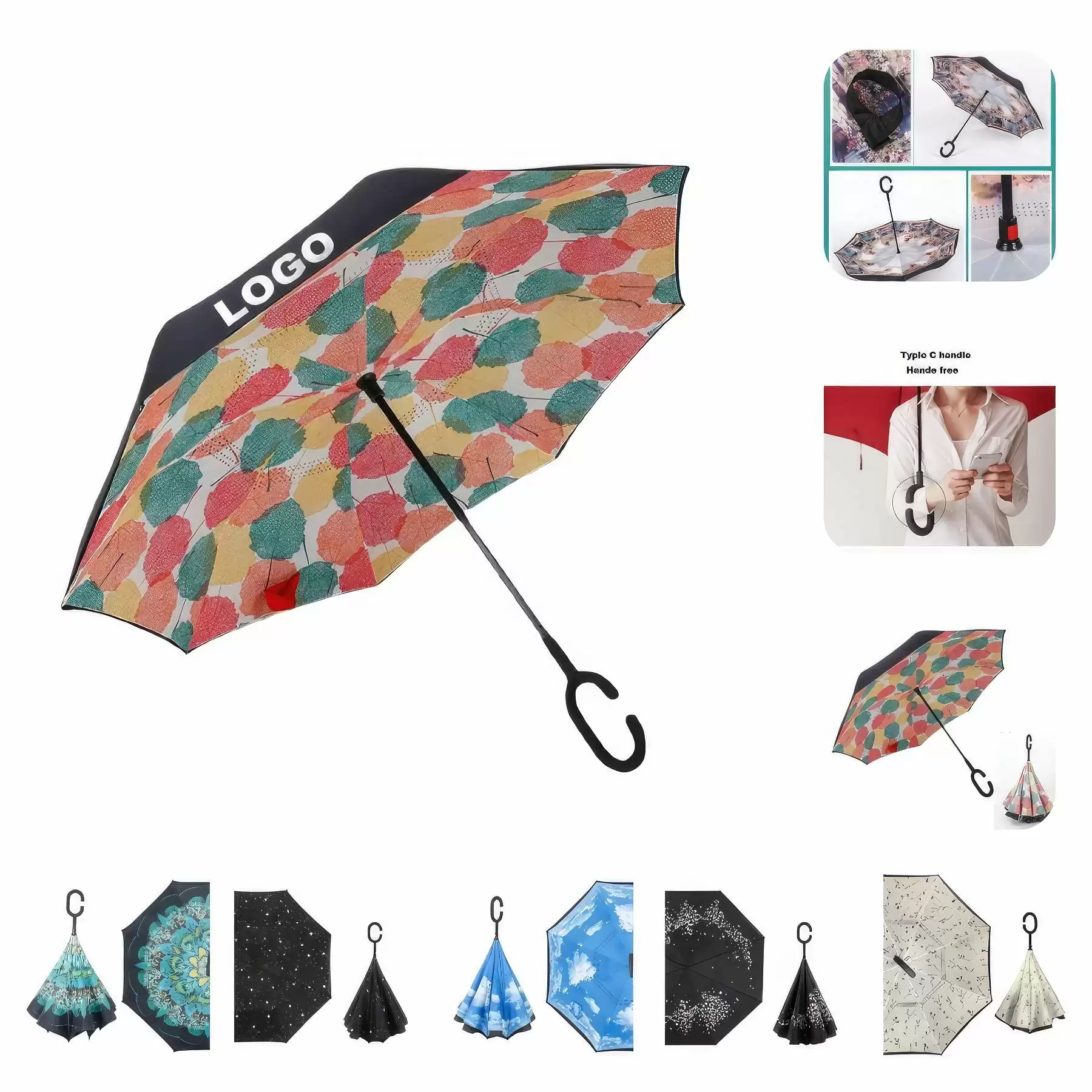 Custom Inverted  Windproof Reverse Umbrella