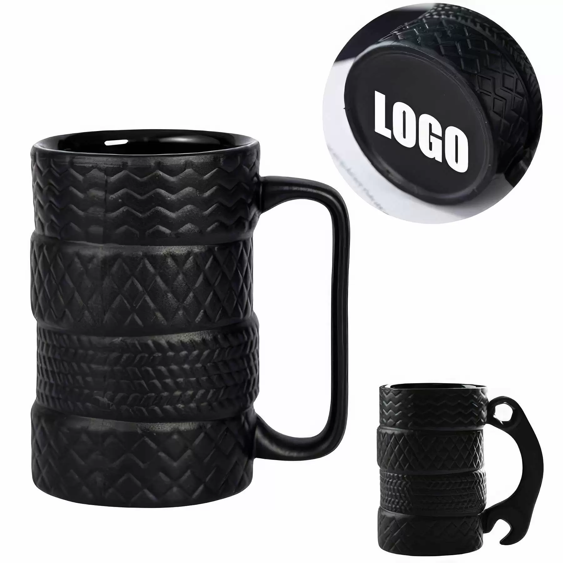 15 oz Ceramic Tire-Shape Coffee Tea Mug Gift Cup