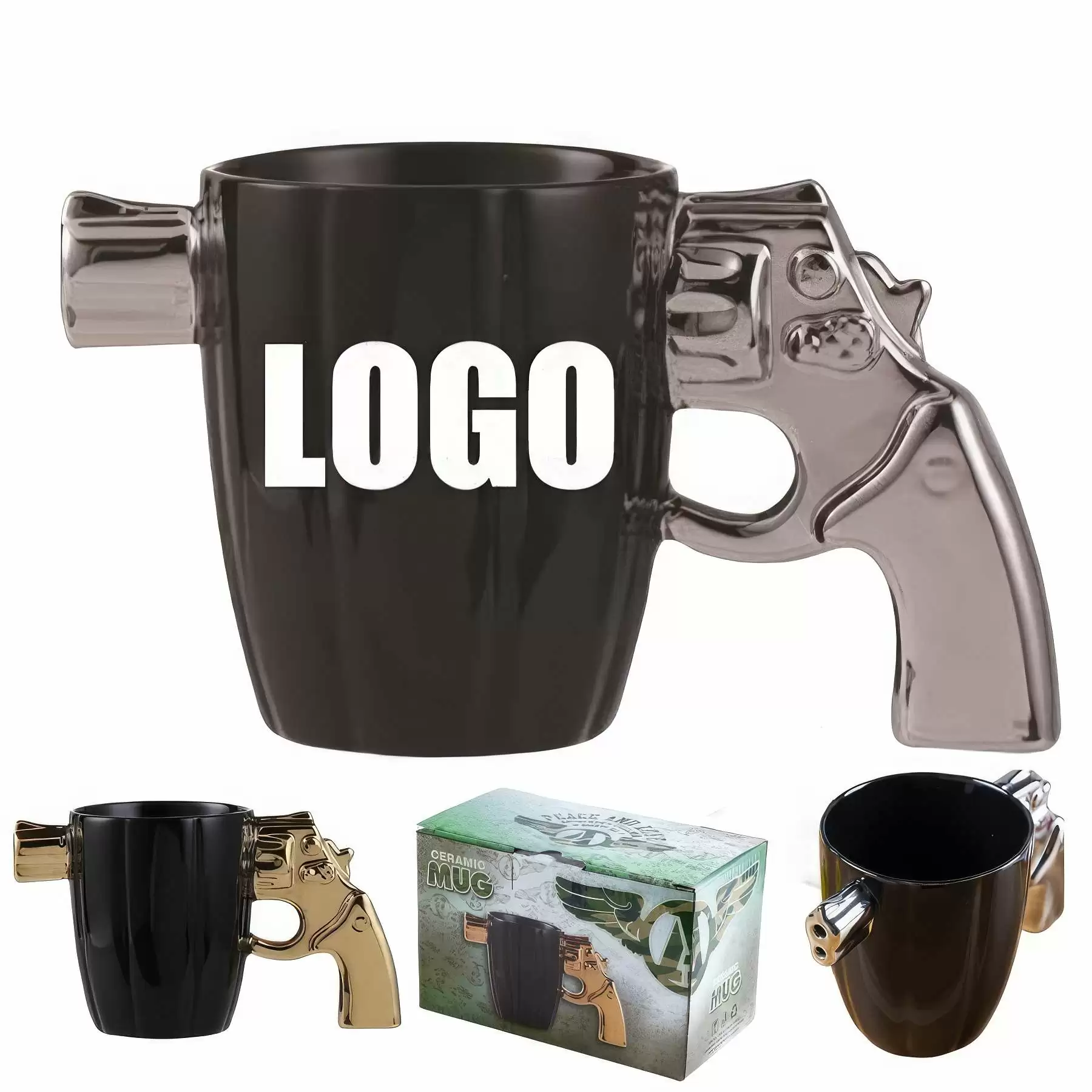 11.8oz Ceramic Revolver Pistol Gun Coffee Mug Gift Cup