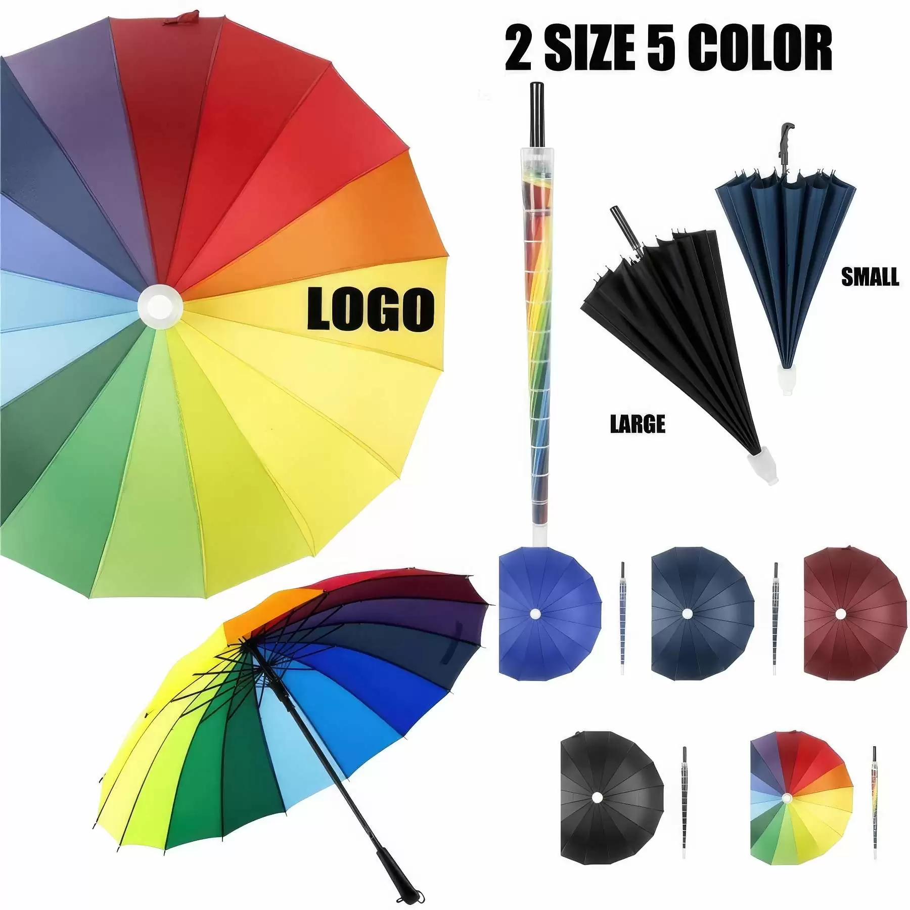 Large 16-Rib Automatic Open Long Umbrella with Sleeve Case: S