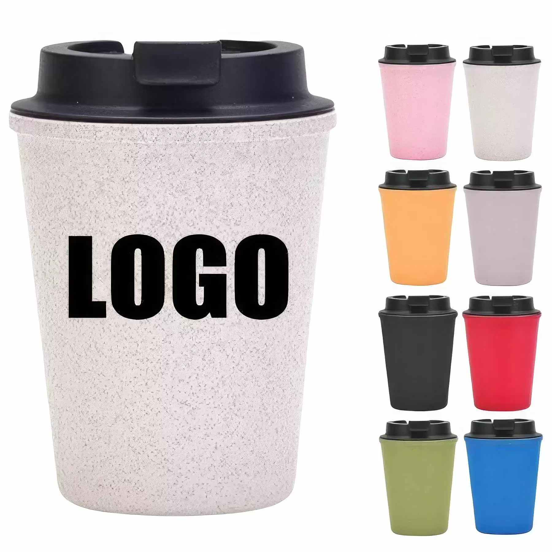 12oz Wheat Straw PP Plastic Coffee Mug & Gift Travel Cup