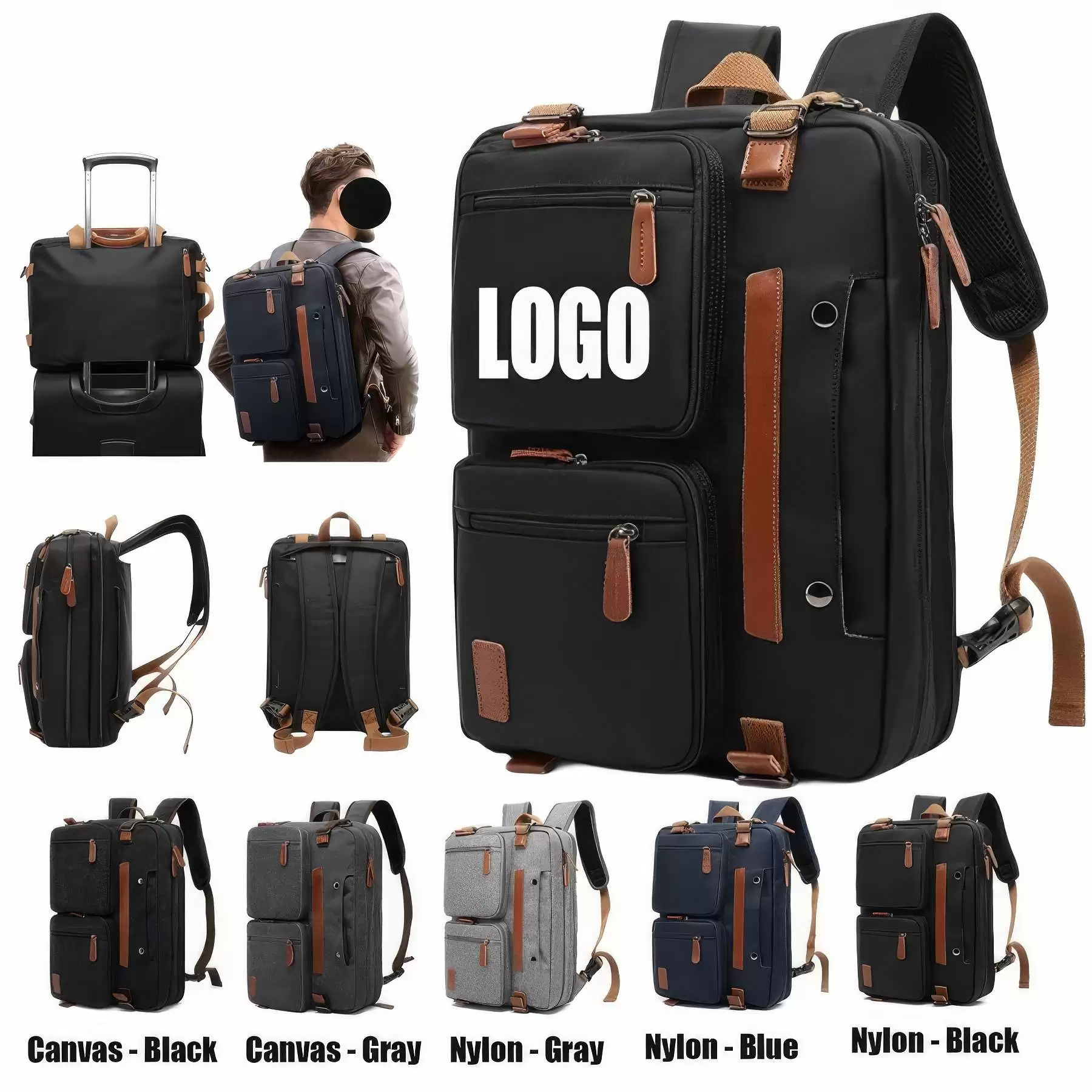 3-Way Multi-Function School Backpack Business Computer Bag