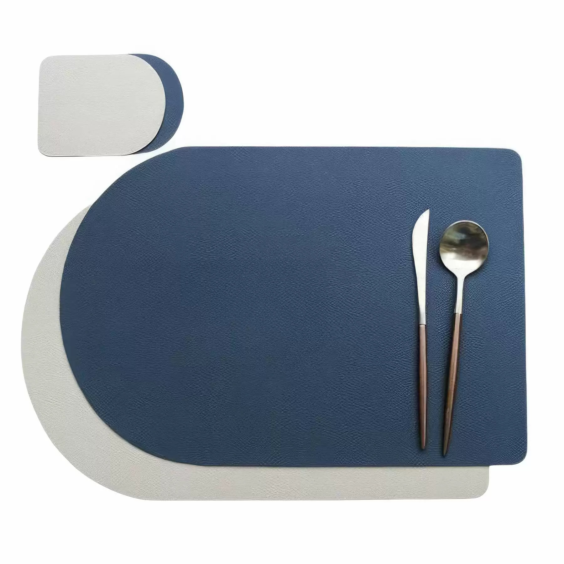 PU Leather Food Placemat Dining Table Mat with Coaster - Image 2