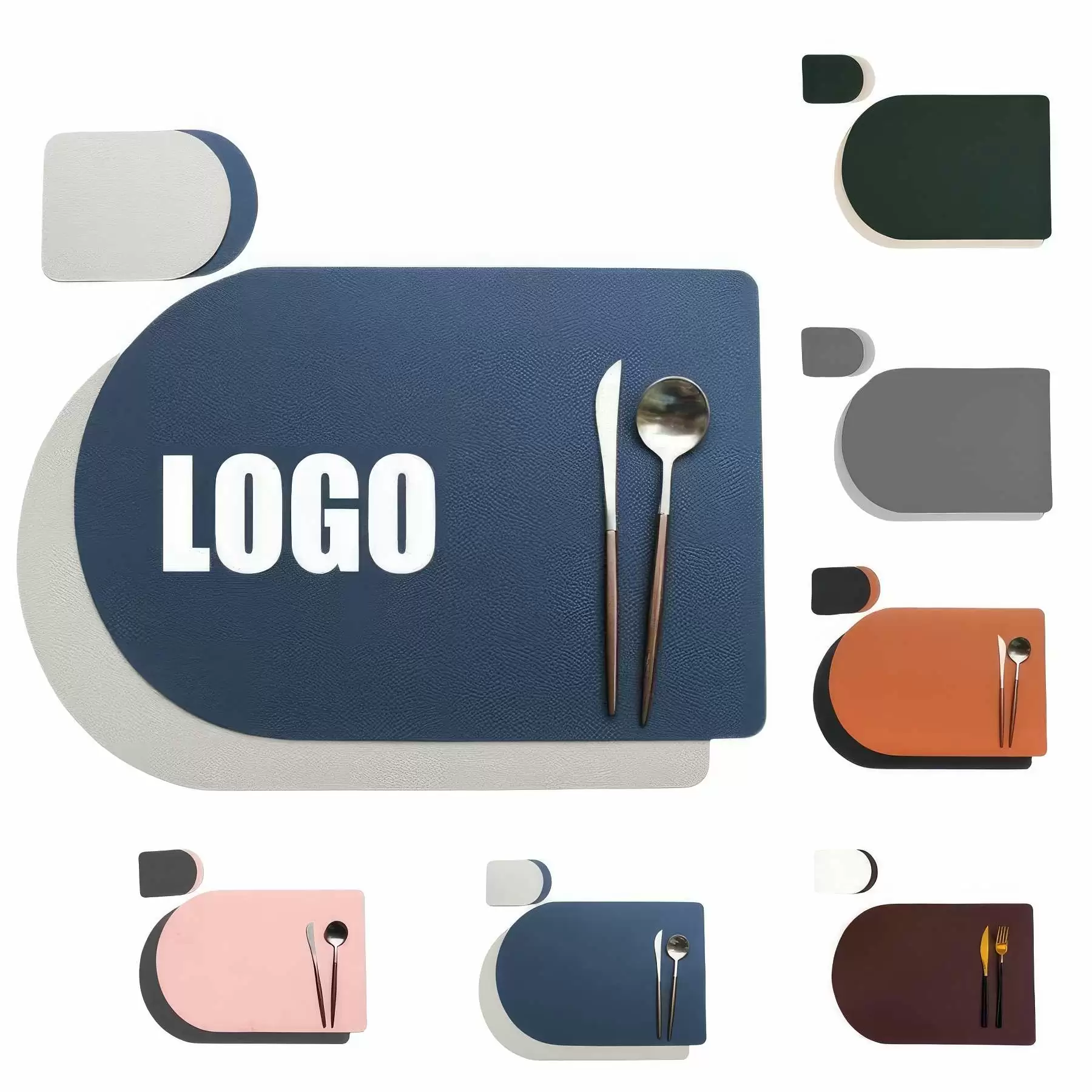 PU Leather Food Placemat Dining Table Mat with Coaster