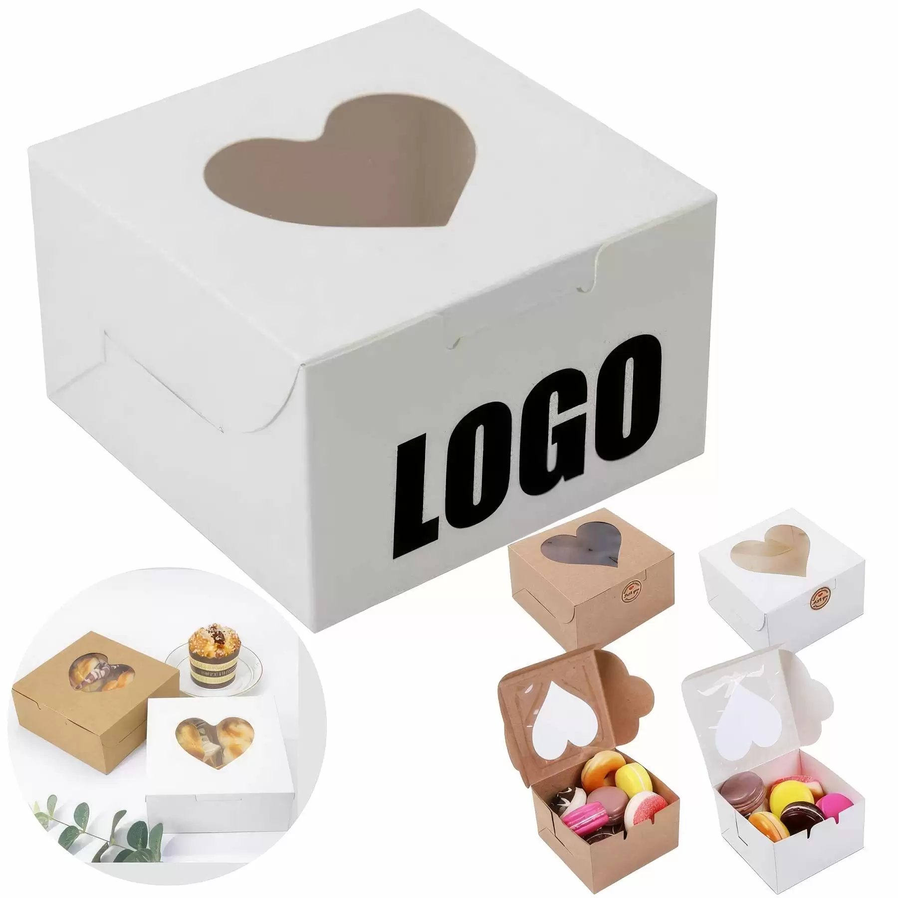 Custom TO-GO Cake Pastry Donut Packaging Box with Window