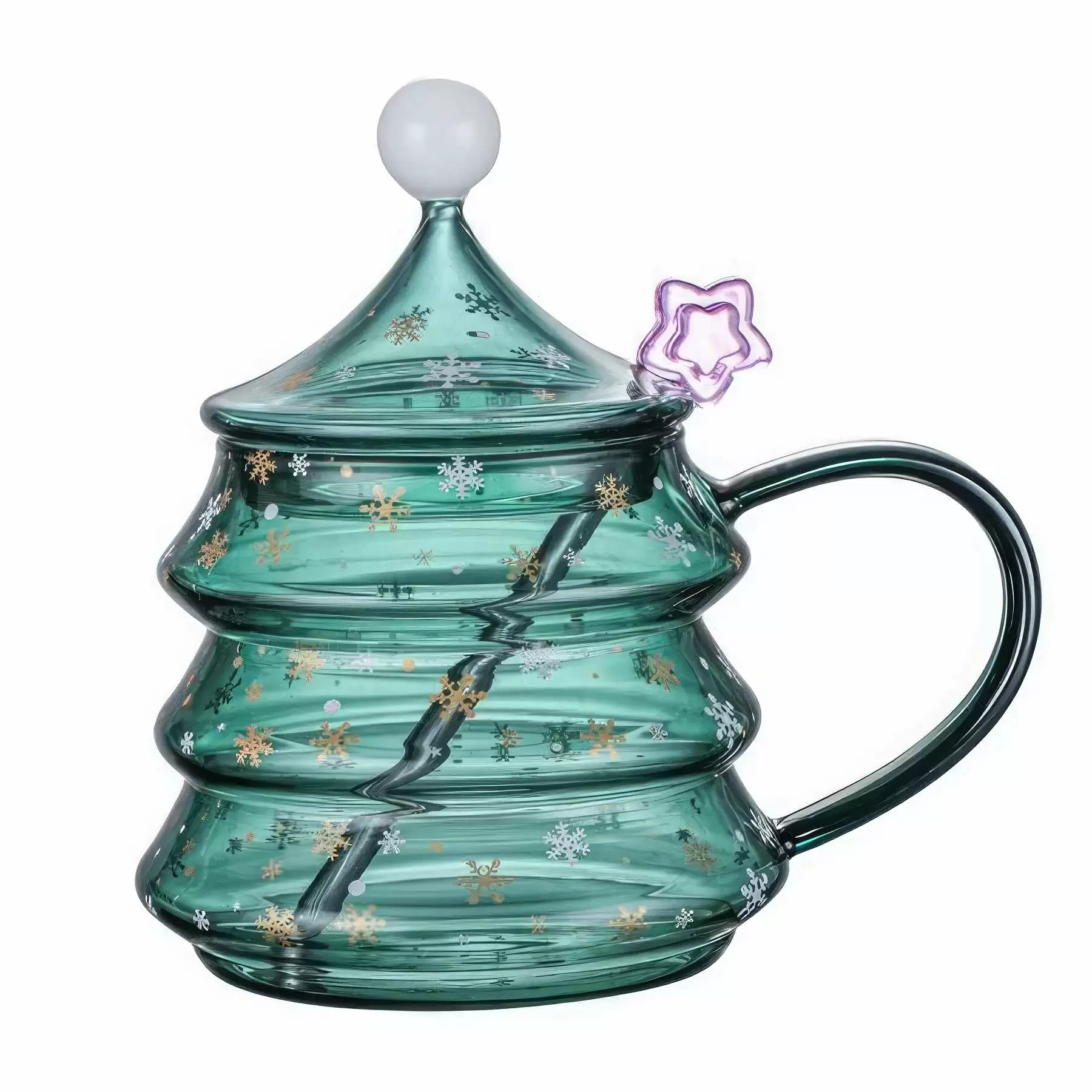 13/16 OZ. Glass Christmas Tree Tea Coffee Mug & Gift Cup 13 oz - Image 2